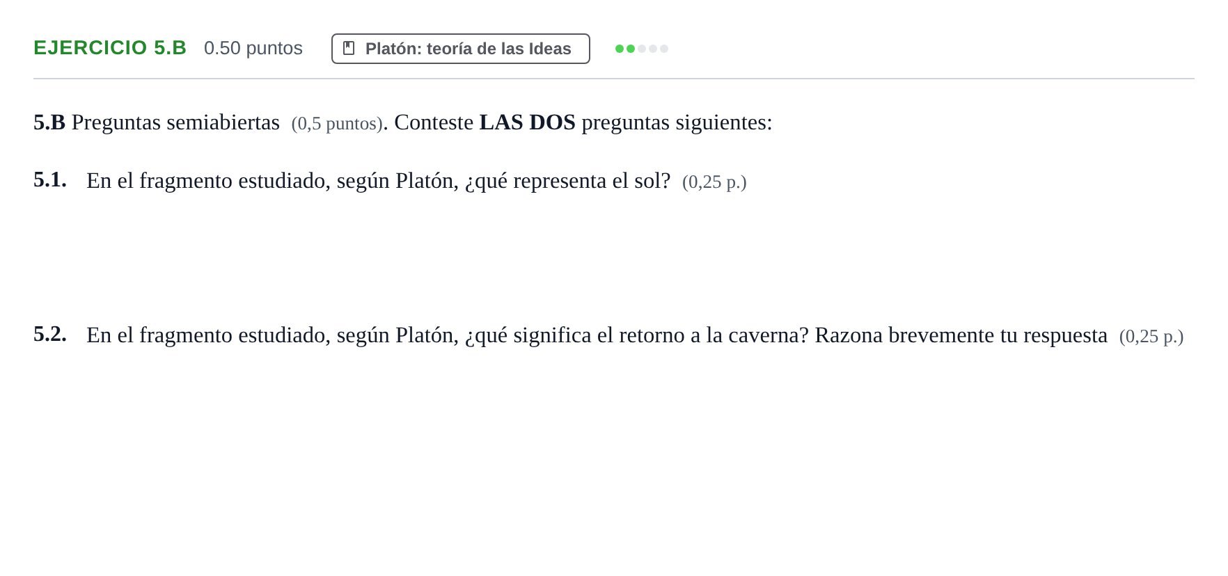 Enunciado: Ejercicio 5.B · Historia de la Filosofía PAU Murcia Extraordinaria 2021