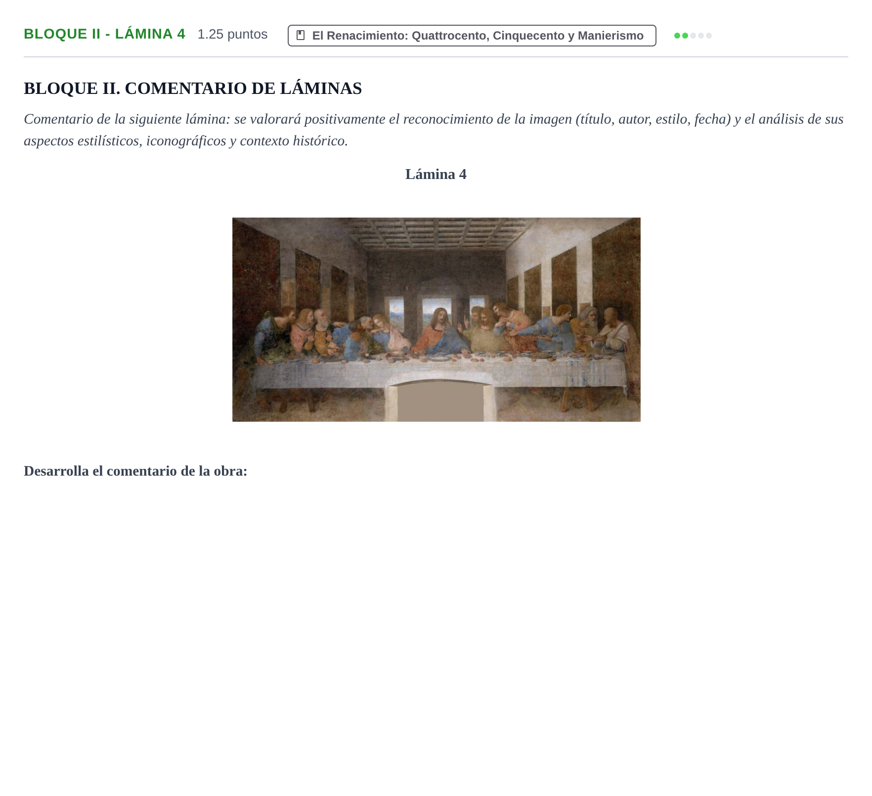 Enunciado: Bloque II - Lámina 4 · Historia del Arte PAU Murcia Extraordinaria 2021