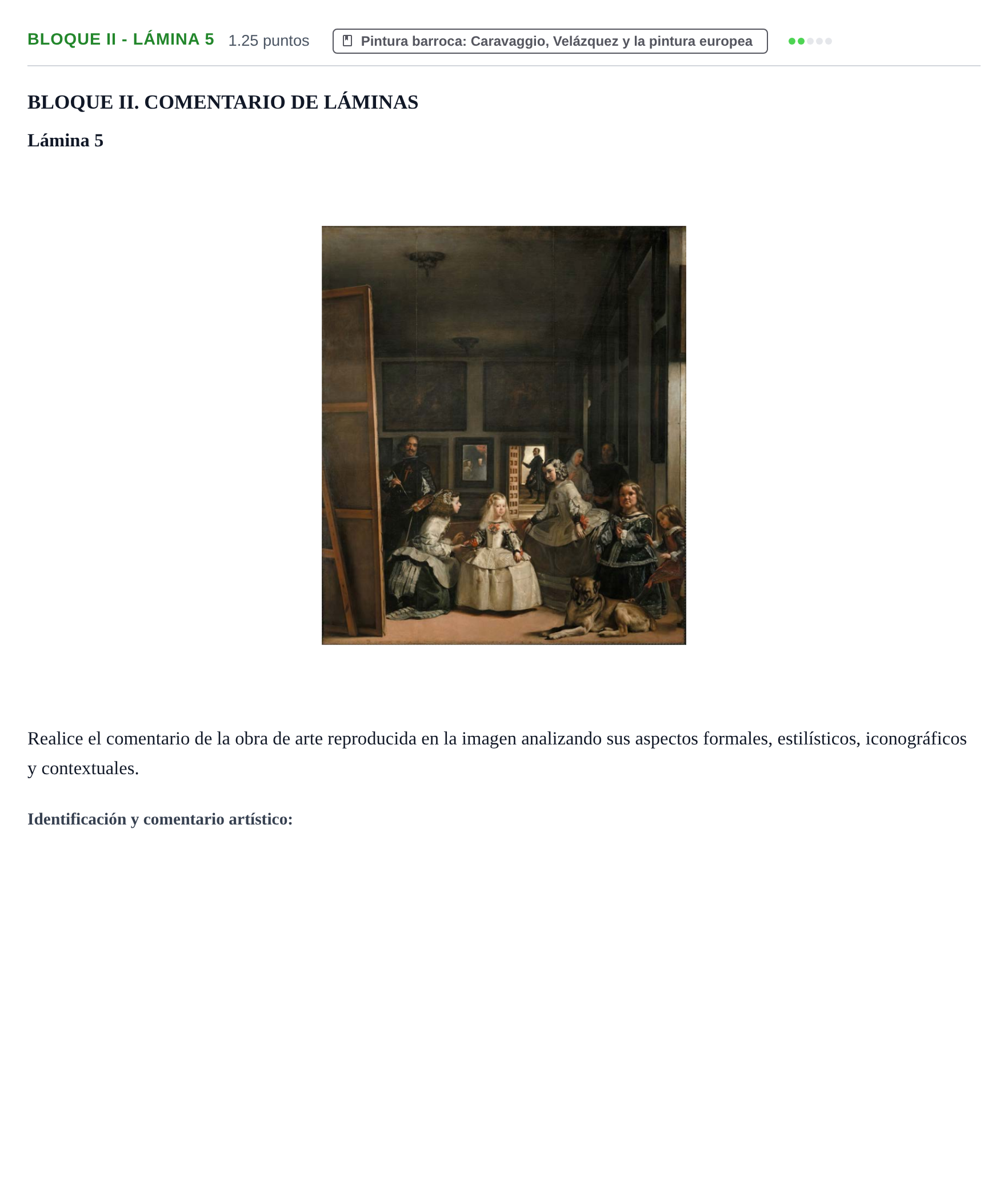 Enunciado: Bloque II - Lámina 5 · Historia del Arte PAU Murcia Extraordinaria 2021