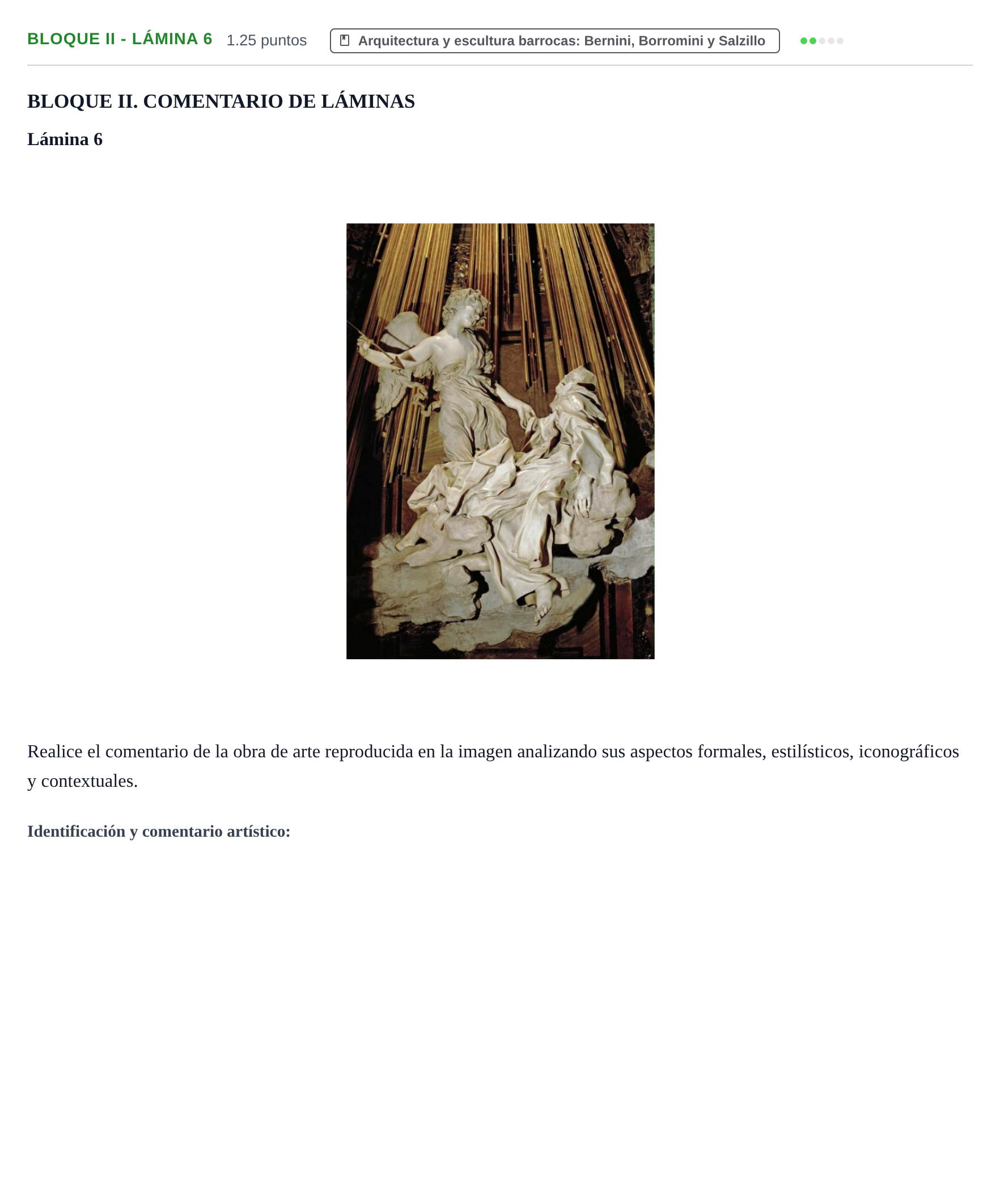Enunciado: Bloque II - Lámina 6 · Historia del Arte PAU Murcia Extraordinaria 2021