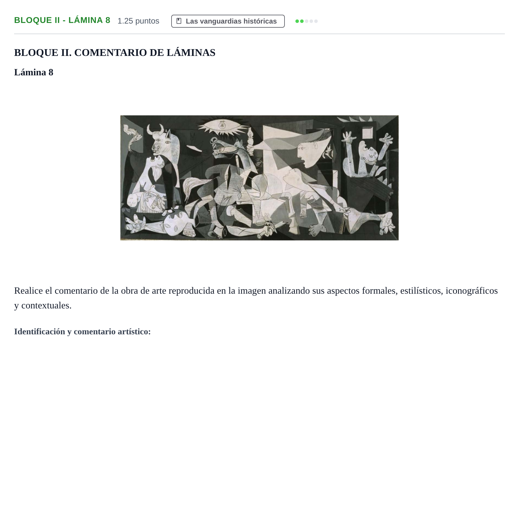 Enunciado: Bloque II - Lámina 8 · Historia del Arte PAU Murcia Extraordinaria 2021