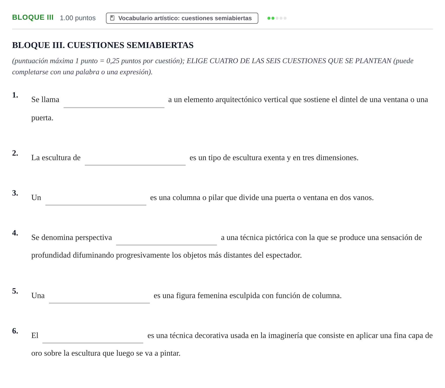 Enunciado: Bloque III · Historia del Arte PAU Murcia Extraordinaria 2021