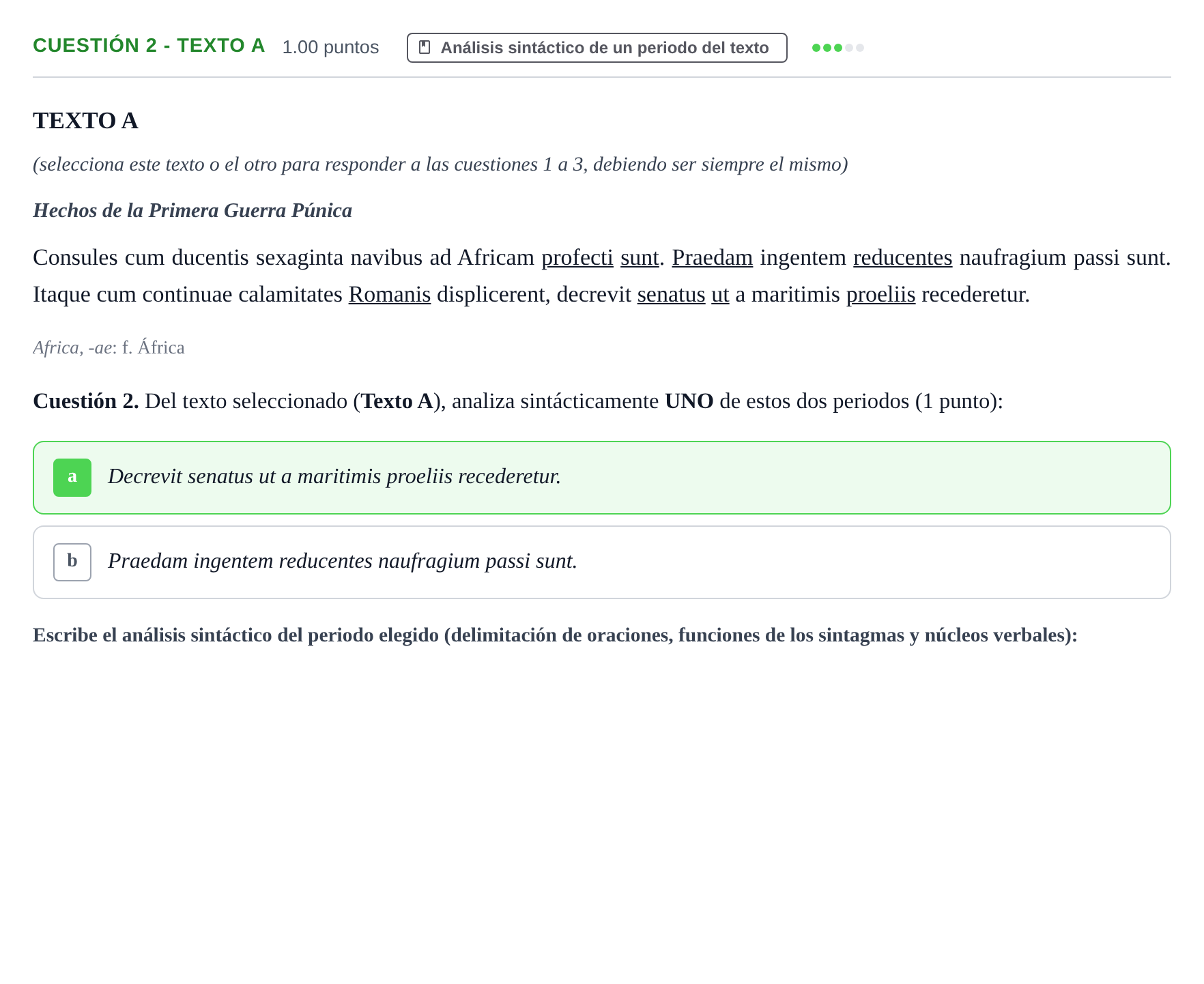 Enunciado: Cuestión 2 - Texto A · Latín II PAU Murcia Extraordinaria 2021