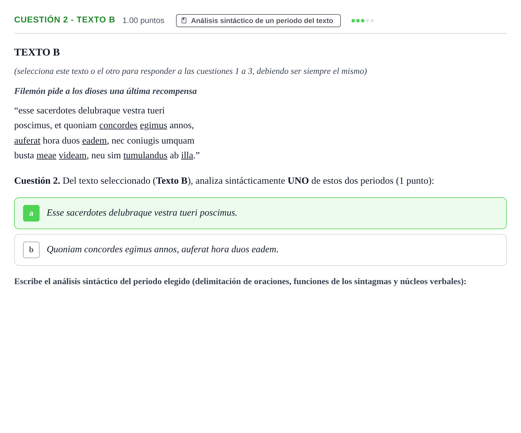 Enunciado: Cuestión 2 - Texto B · Latín II PAU Murcia Extraordinaria 2021