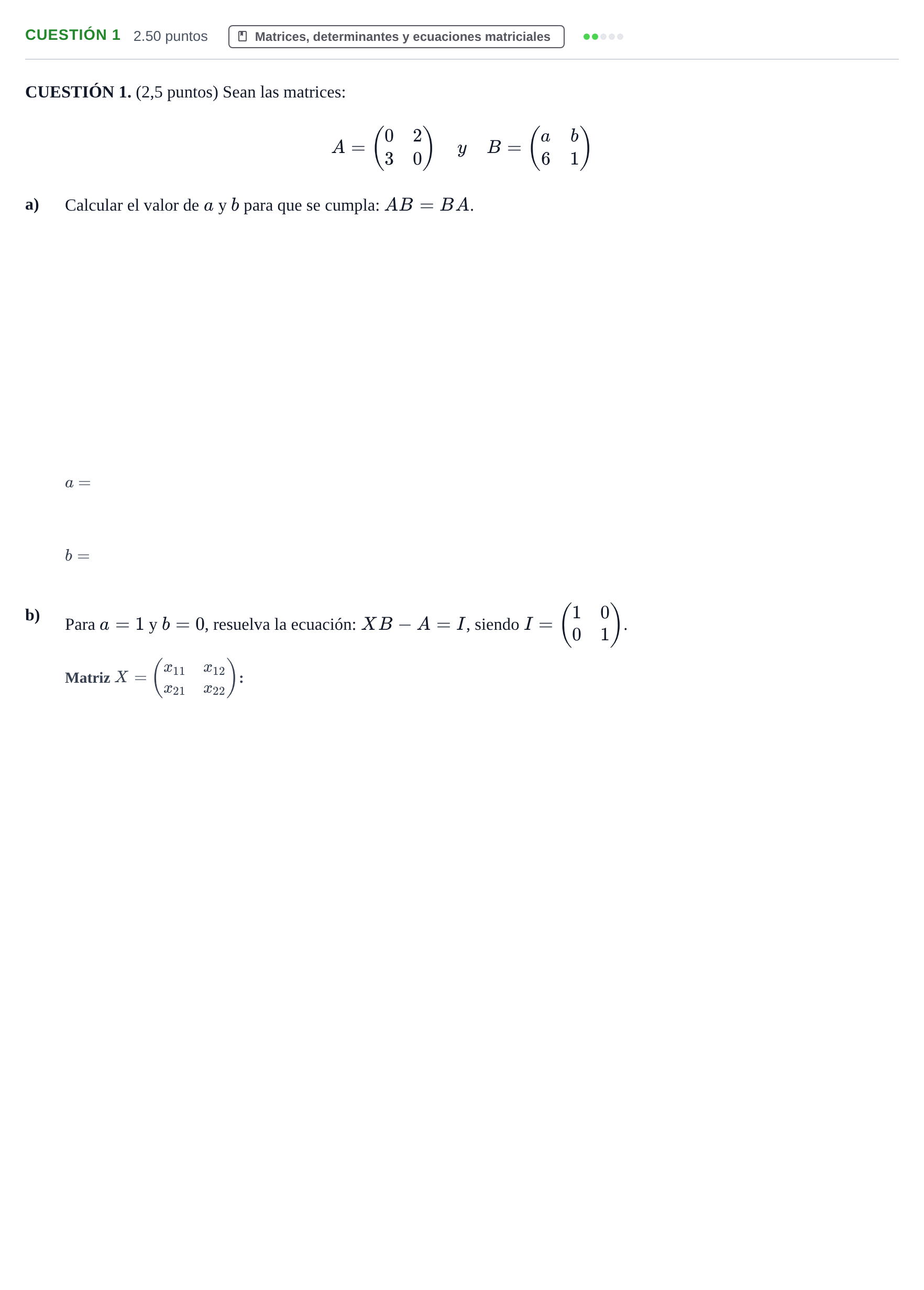 Enunciado: CUESTIÓN 1 · Matemáticas aplicadas a las Ciencias Sociales II PAU Murcia Extraordinaria 2021