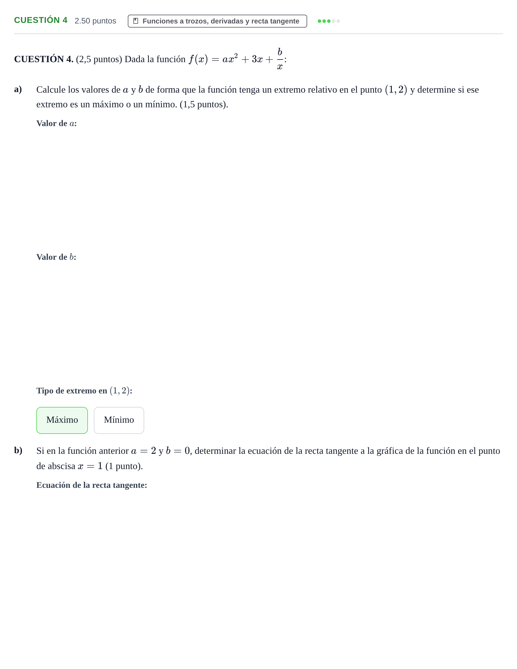 Enunciado: CUESTIÓN 4 · Matemáticas aplicadas a las Ciencias Sociales II PAU Murcia Extraordinaria 2021