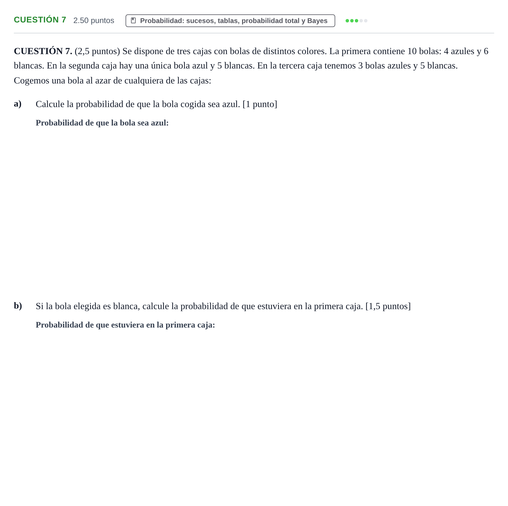 Enunciado: CUESTIÓN 7 · Matemáticas aplicadas a las Ciencias Sociales II PAU Murcia Extraordinaria 2021