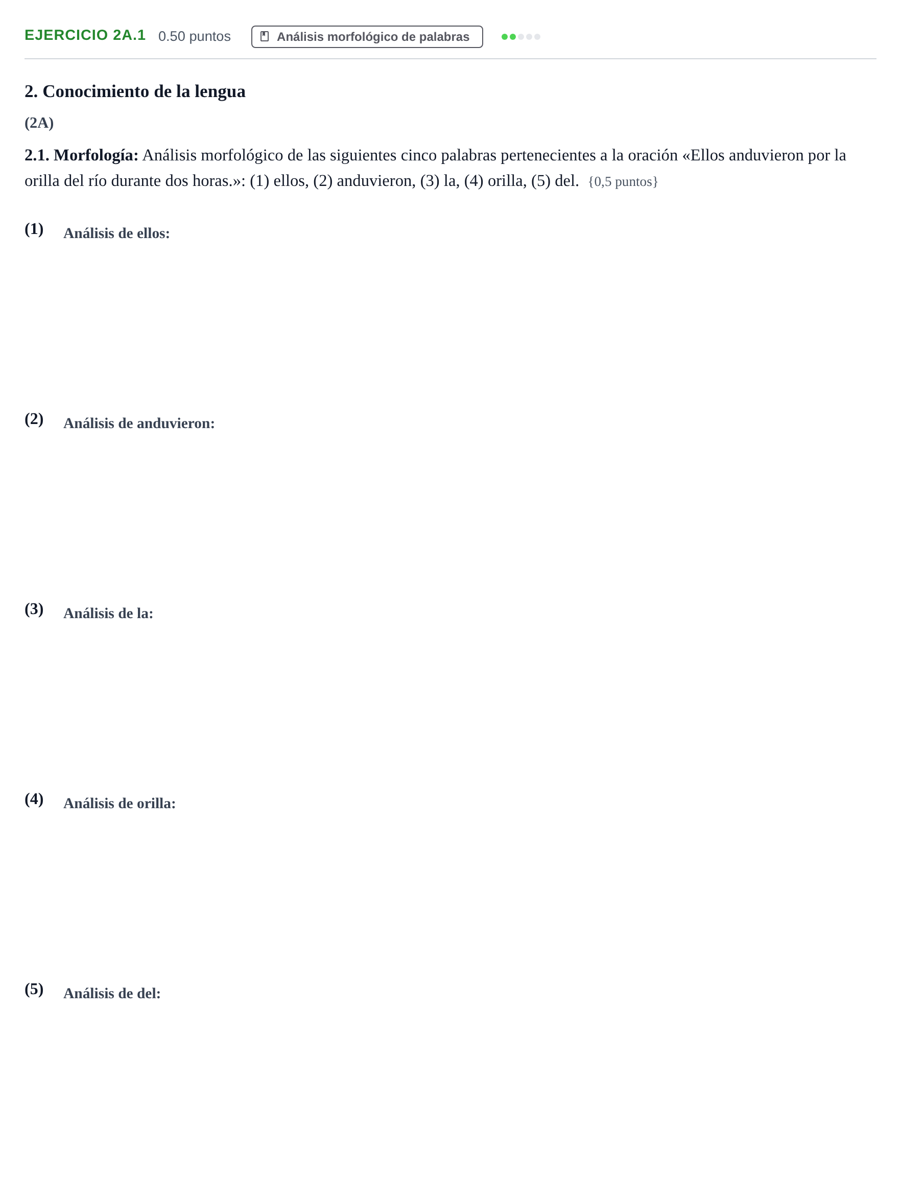 Enunciado: Ejercicio 2A.1 · Lengua Castellana y Literatura II PAU Murcia Extraordinaria 2021