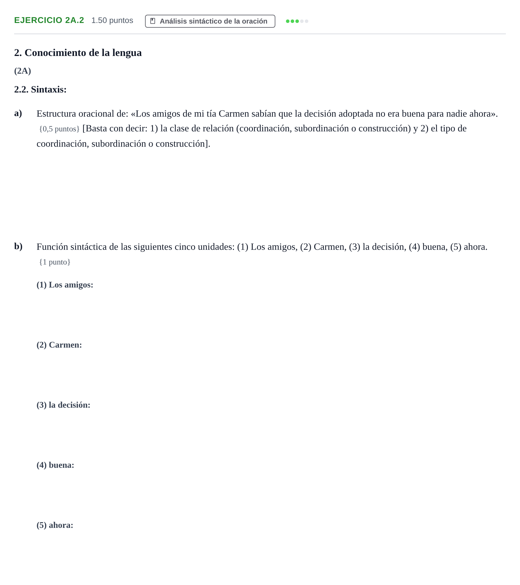 Enunciado: Ejercicio 2A.2 · Lengua Castellana y Literatura II PAU Murcia Extraordinaria 2021