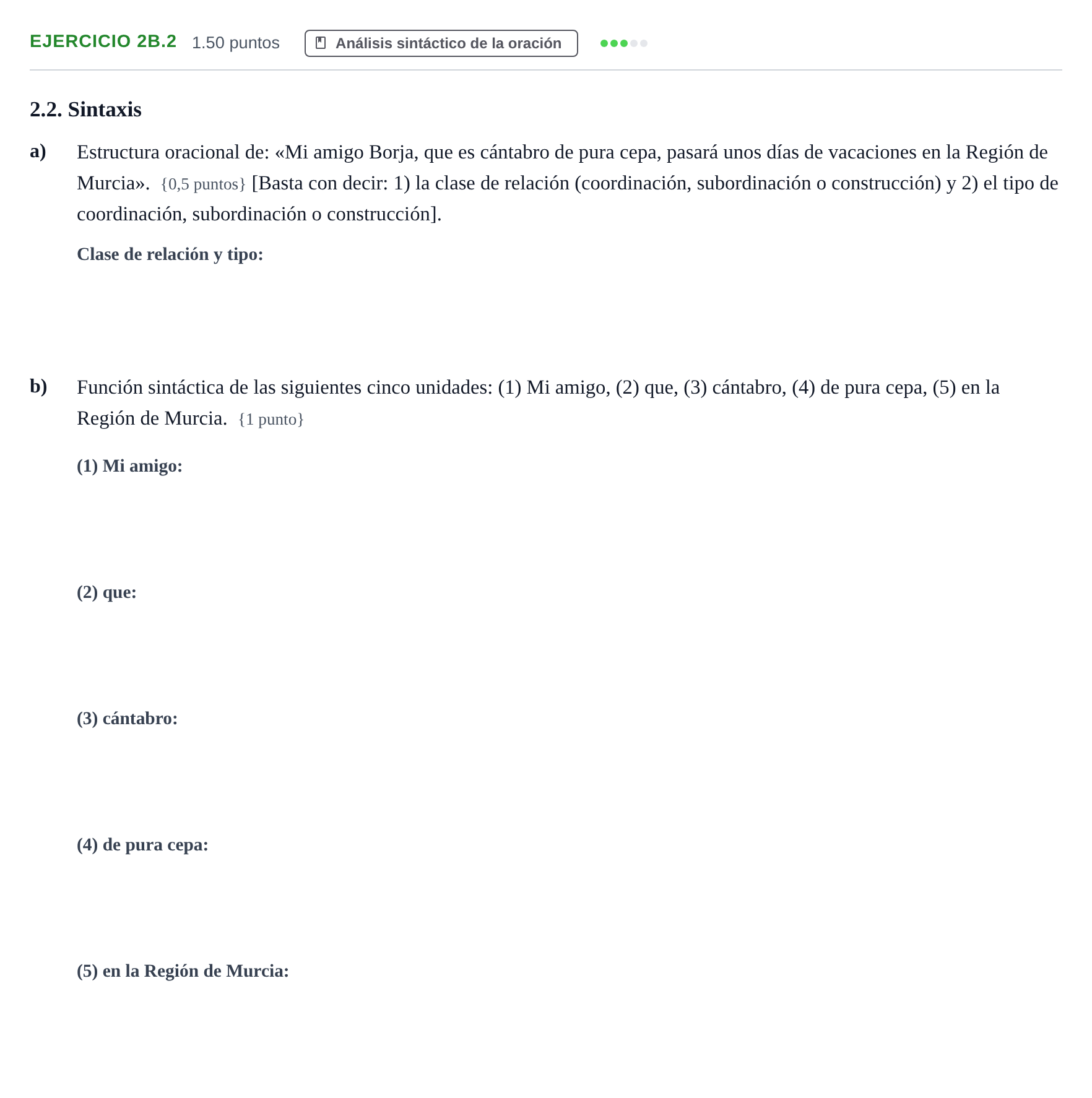 Enunciado: Ejercicio 2B.2 · Lengua Castellana y Literatura II PAU Murcia Extraordinaria 2021