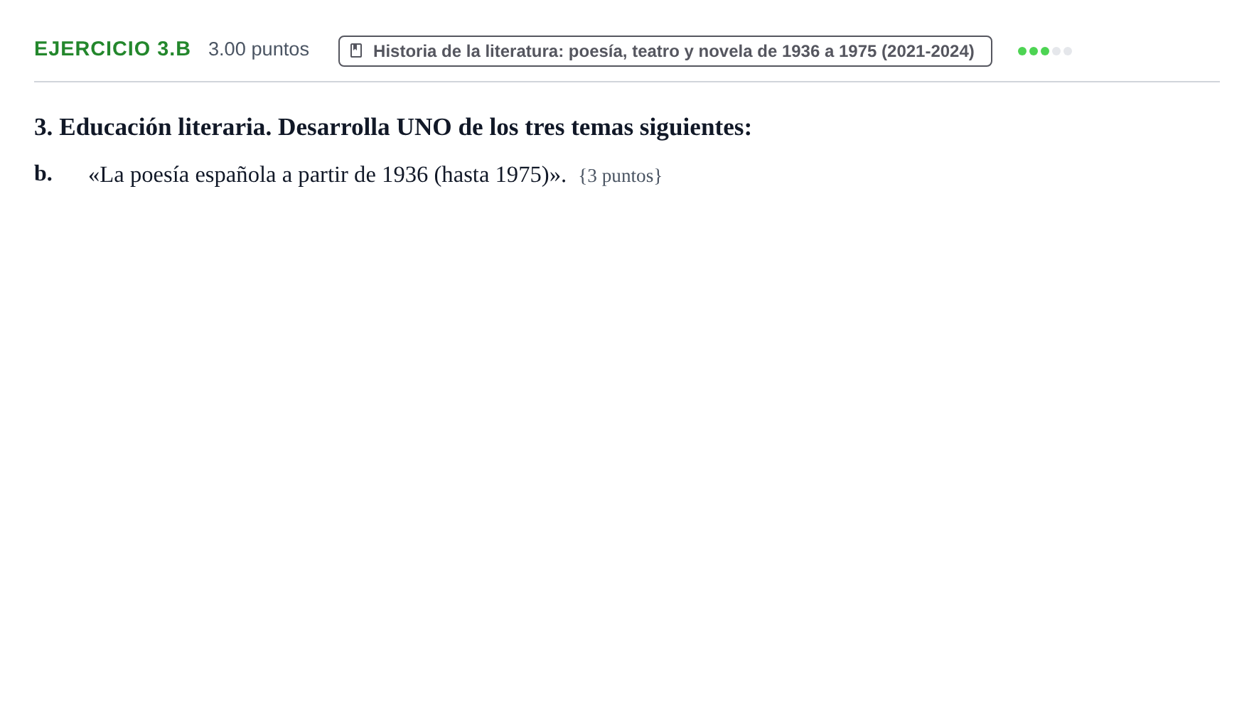 Enunciado: Ejercicio 3.b · Lengua Castellana y Literatura II PAU Murcia Extraordinaria 2021