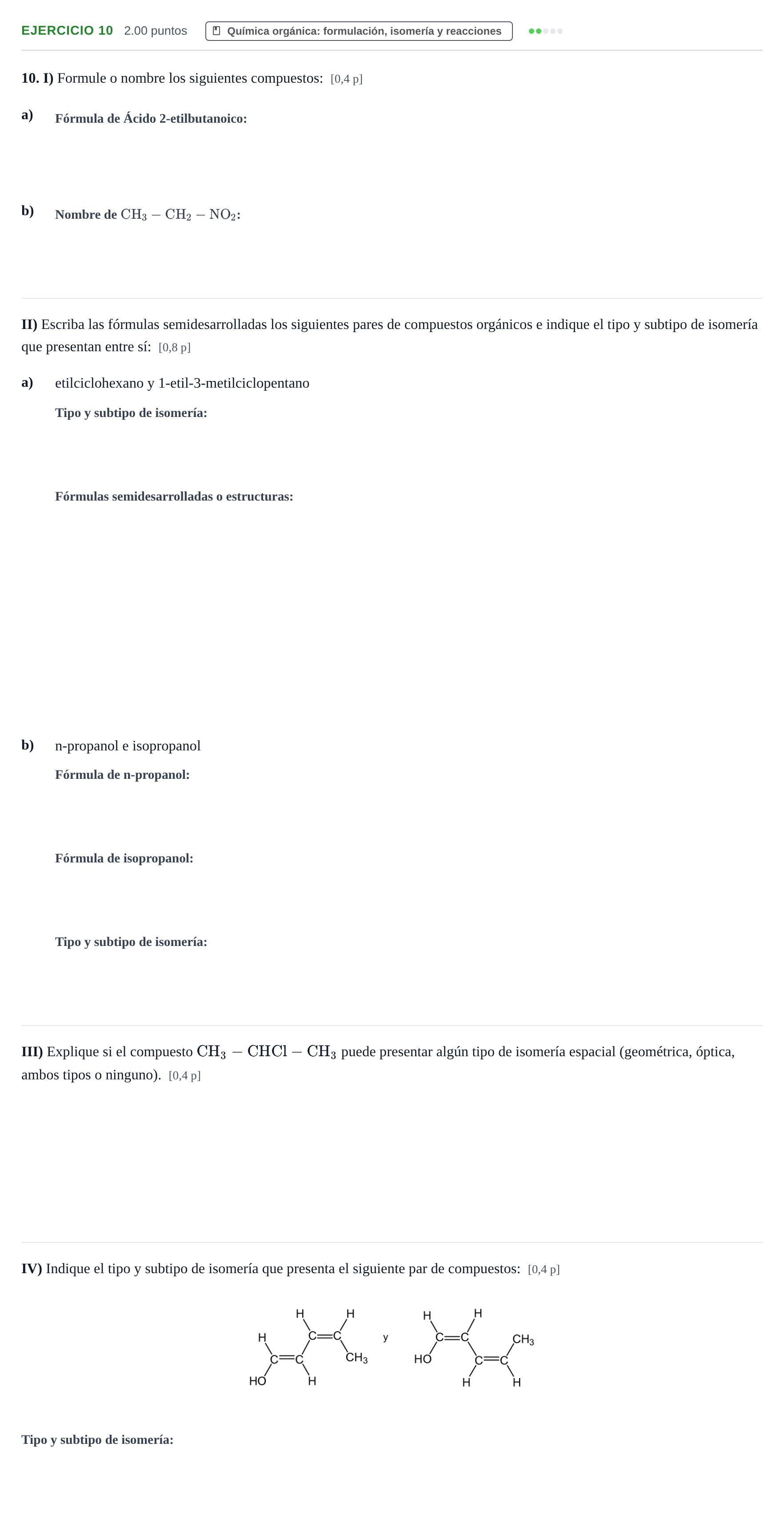 Enunciado: Problema 10 · Química PAU Murcia Extraordinaria 2021