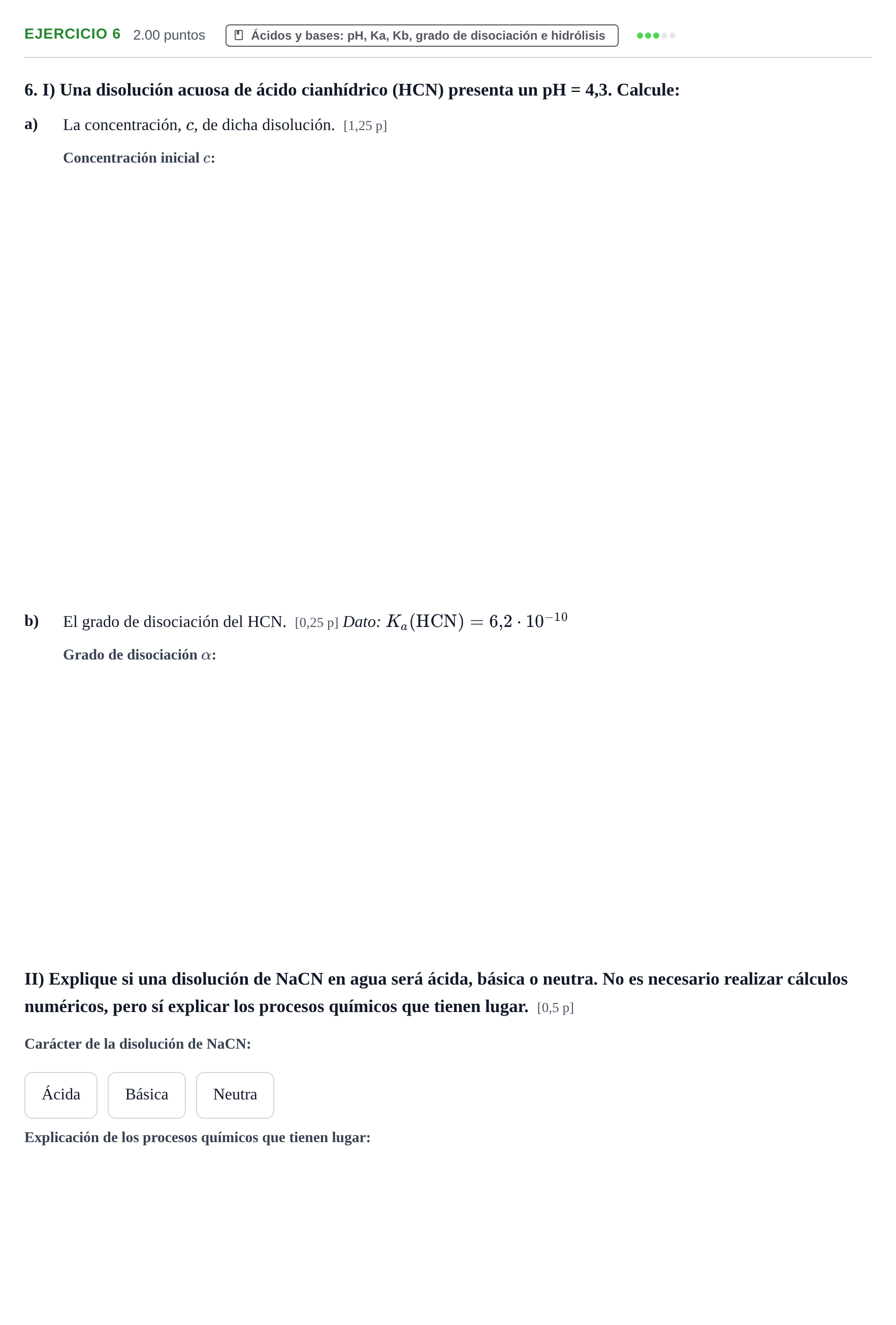 Enunciado: Problema 6 · Química PAU Murcia Extraordinaria 2021