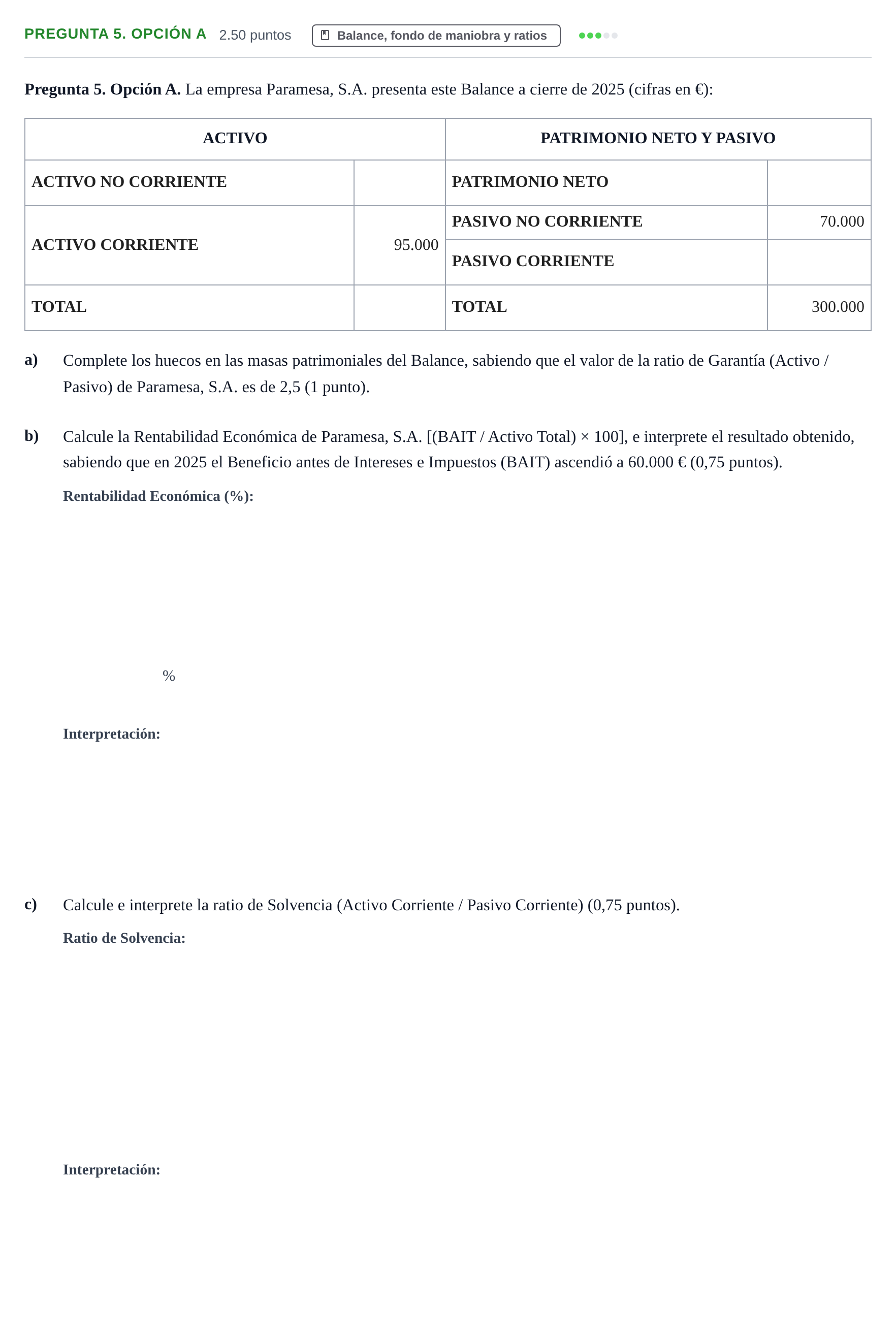 Enunciado: Pregunta 5. Opción A · Empresa y Diseño de Modelos de Negocio PAU Asturias Extraordinaria 2026