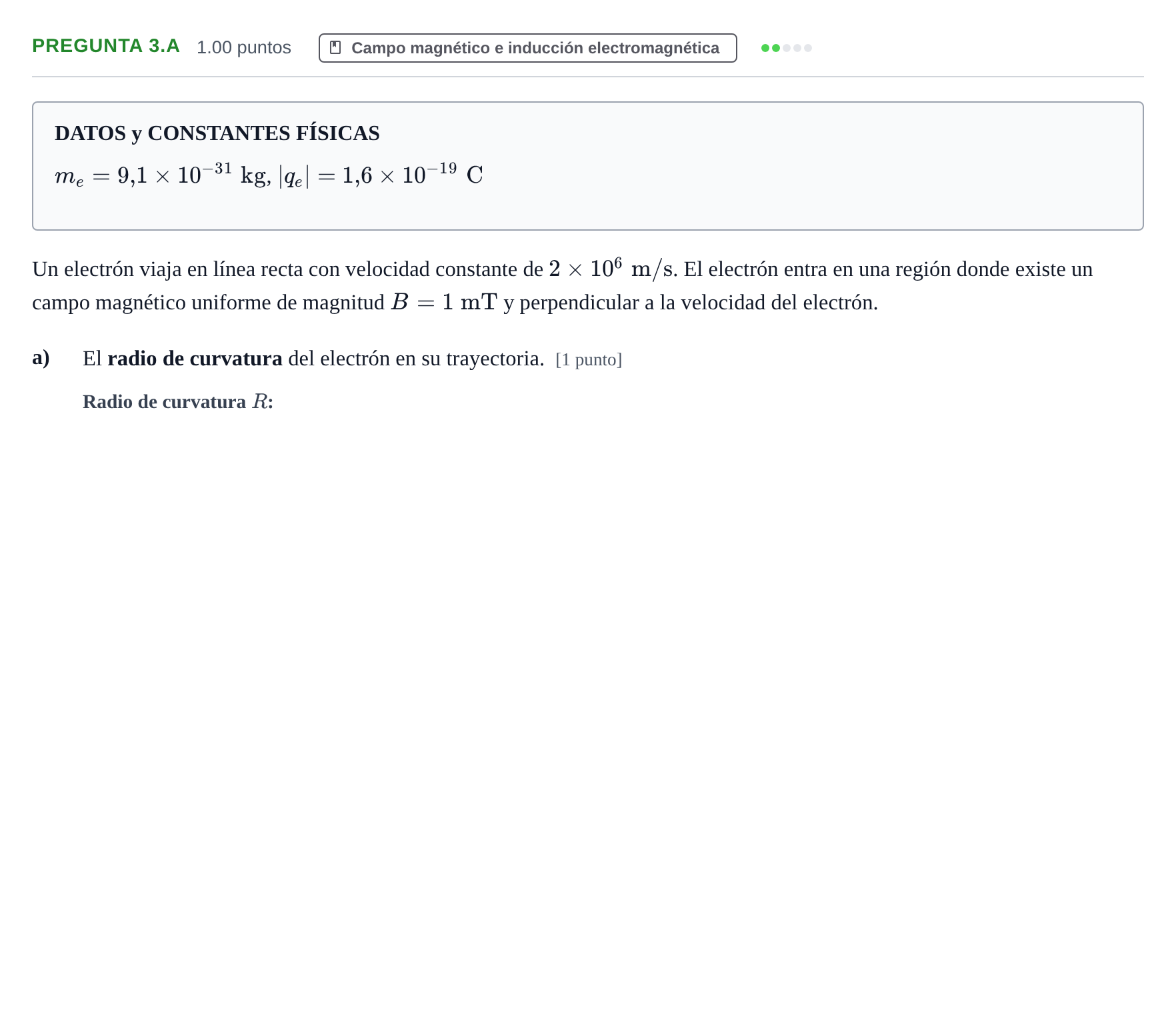 Enunciado: Pregunta 3.a - Campo magnético · Física PAU Asturias Extraordinaria 2026
