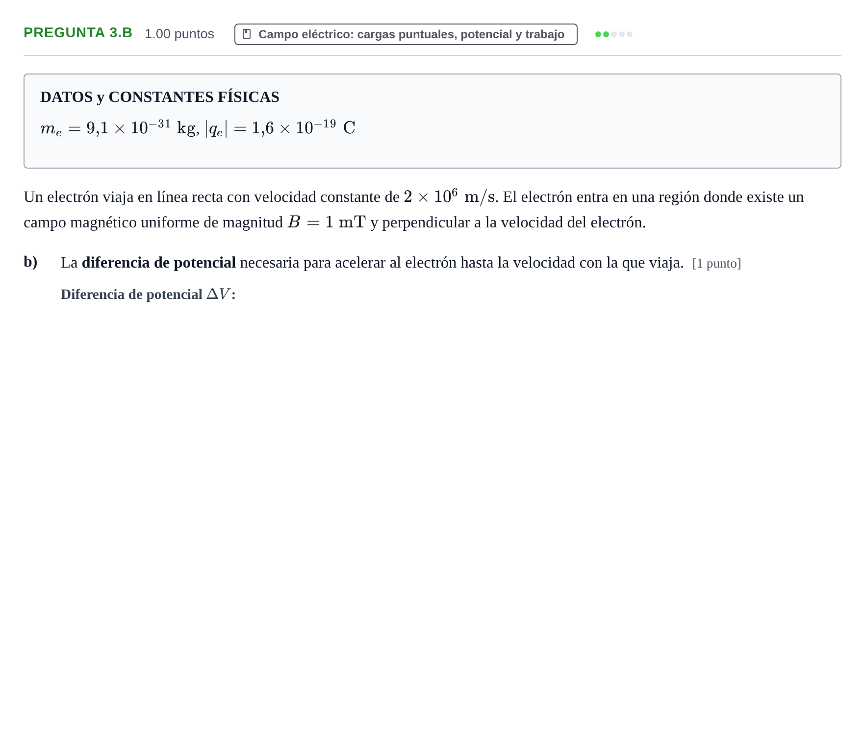 Enunciado: Pregunta 3.b - Campo eléctrico · Física PAU Asturias Extraordinaria 2026