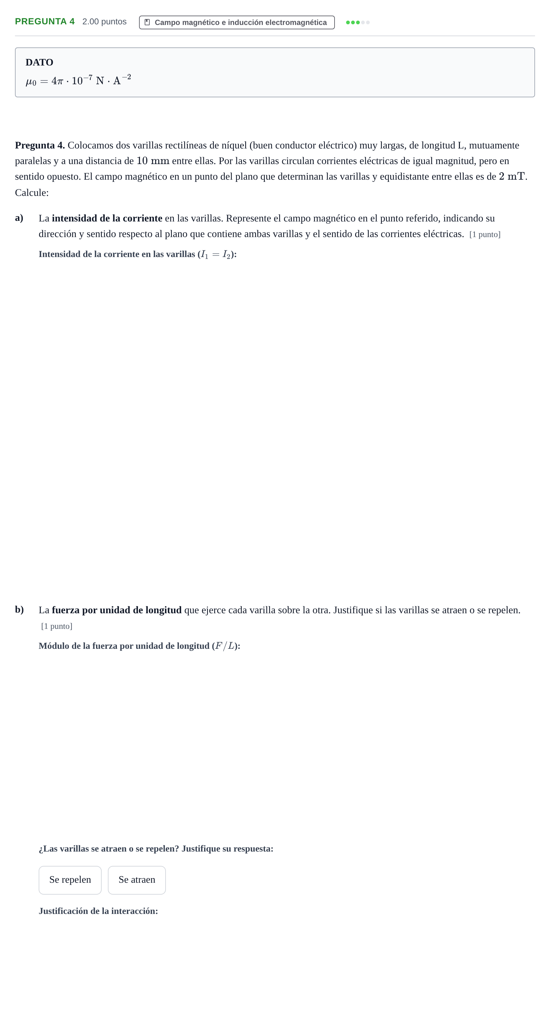 Enunciado: Pregunta 4 · Física PAU Asturias Extraordinaria 2026