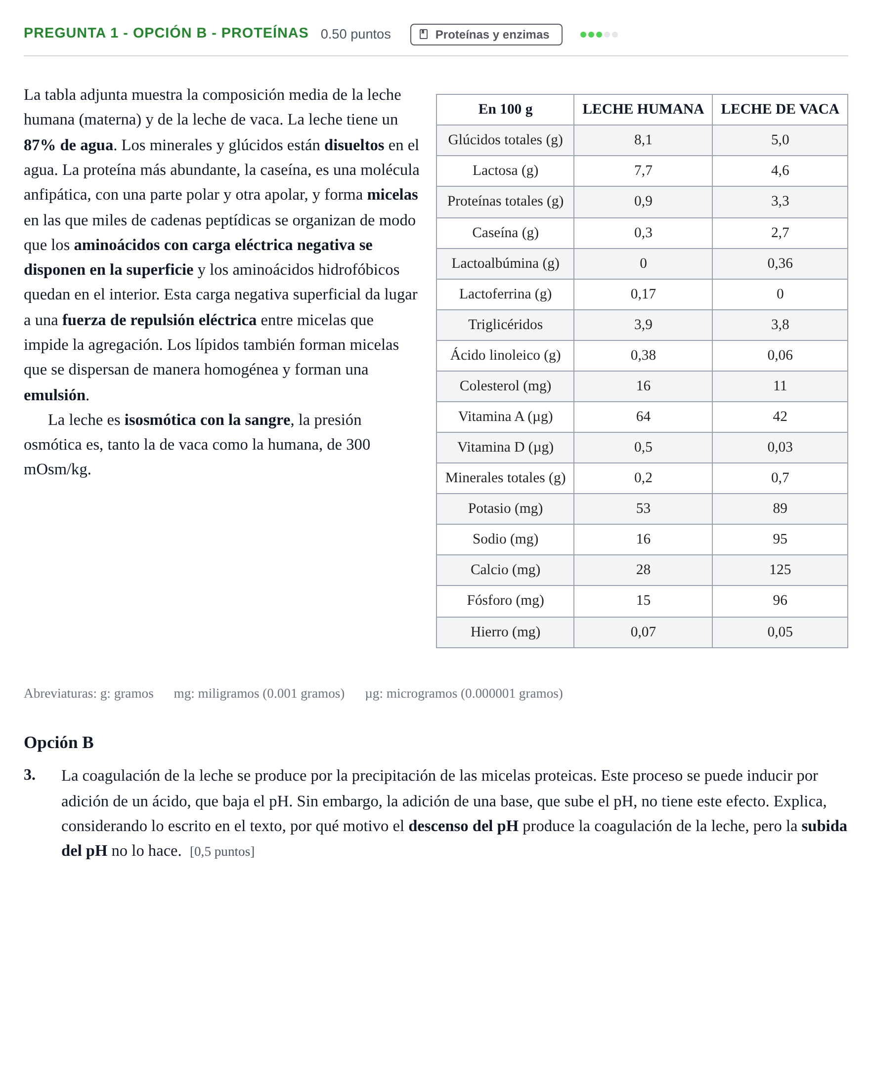 Enunciado: Pregunta 1 - Opción B - Proteínas · Biología PAU Asturias Extraordinaria 2026