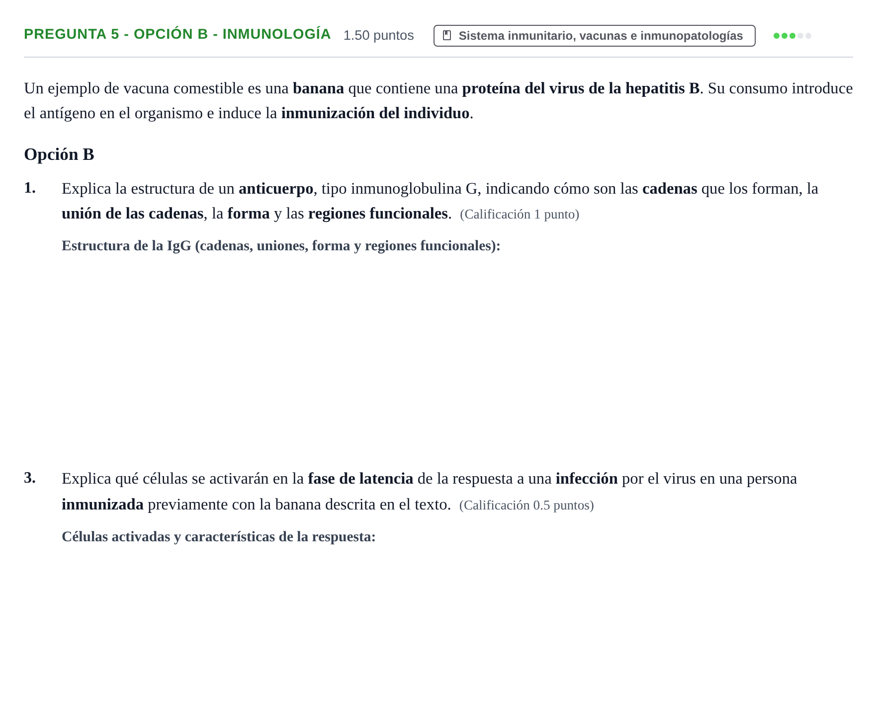 Enunciado: Pregunta 5 - Opción B - Inmunología · Biología PAU Asturias Extraordinaria 2026