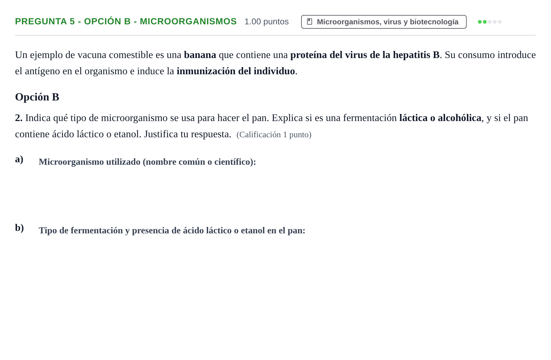 Enunciado: Pregunta 5 - Opción B - Microorganismos · Biología PAU Asturias Extraordinaria 2026