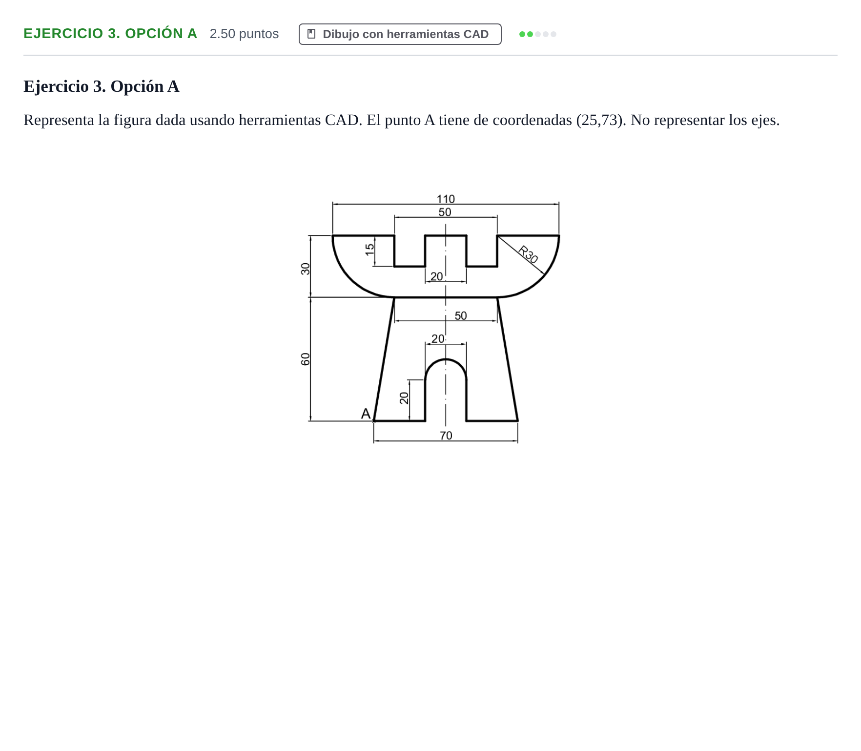 Enunciado: Ejercicio 3. Opción A · Dibujo técnico II PAU Asturias Extraordinaria 2026