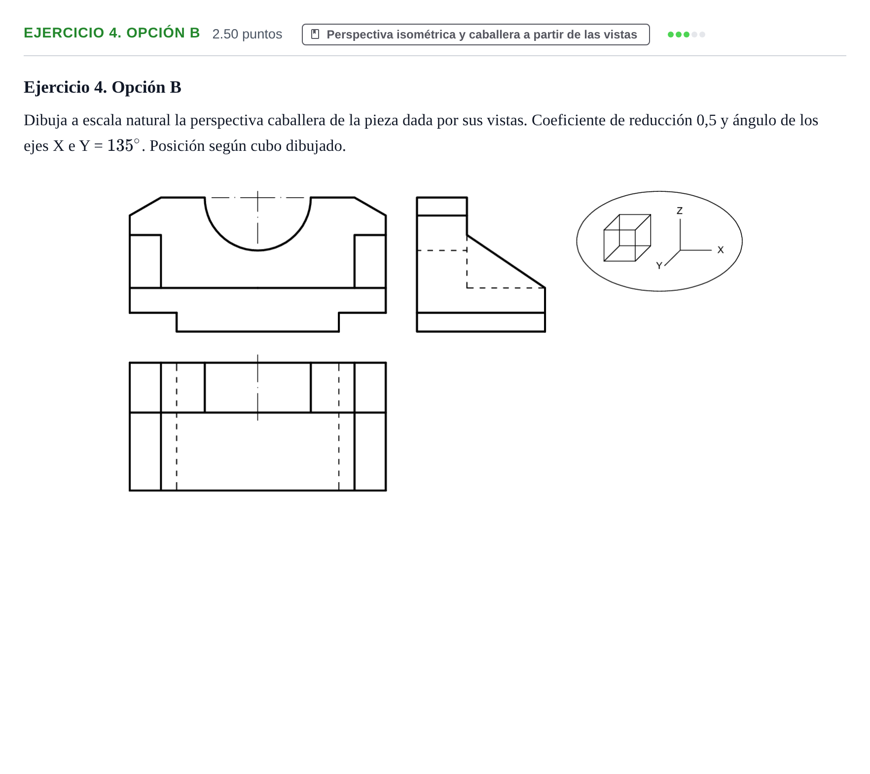 Enunciado: Ejercicio 4. Opción B · Dibujo técnico II PAU Asturias Extraordinaria 2026