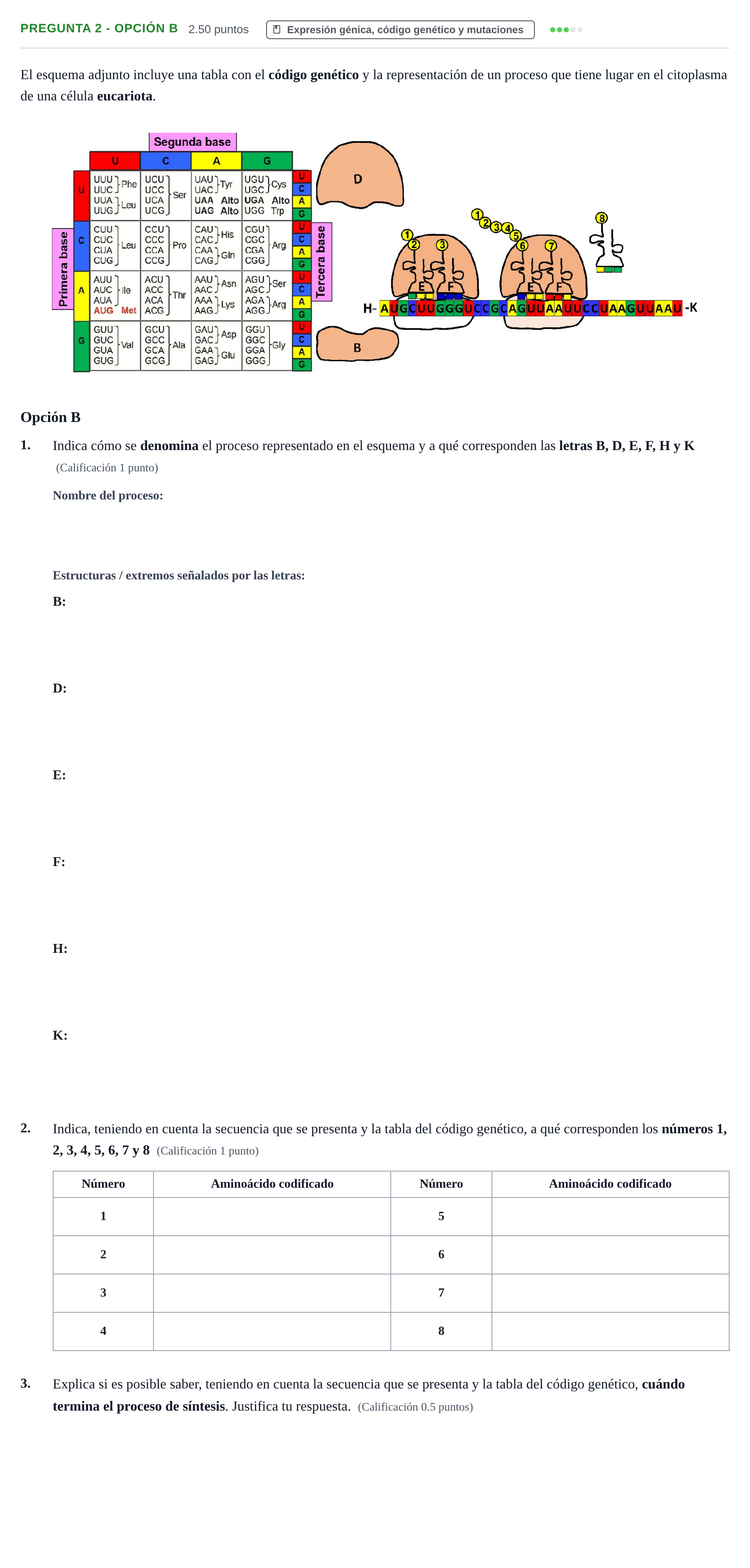 Enunciado: Pregunta 2 - Opción B · Biología PAU Asturias Ordinaria 2026