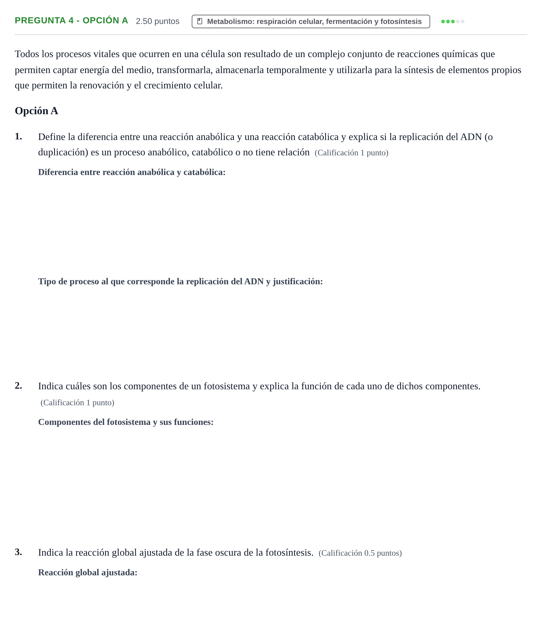 Enunciado: Pregunta 4 - Opción A · Biología PAU Asturias Ordinaria 2026