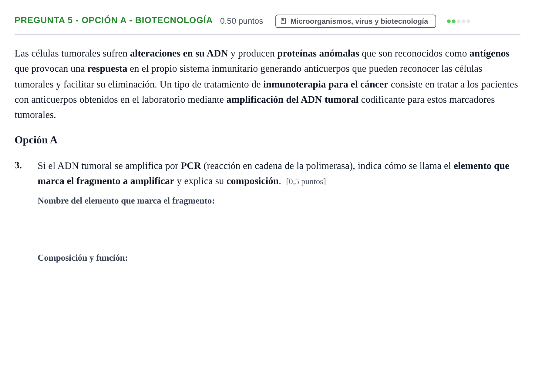 Enunciado: Pregunta 5 - Opción A - Biotecnología · Biología PAU Asturias Ordinaria 2026