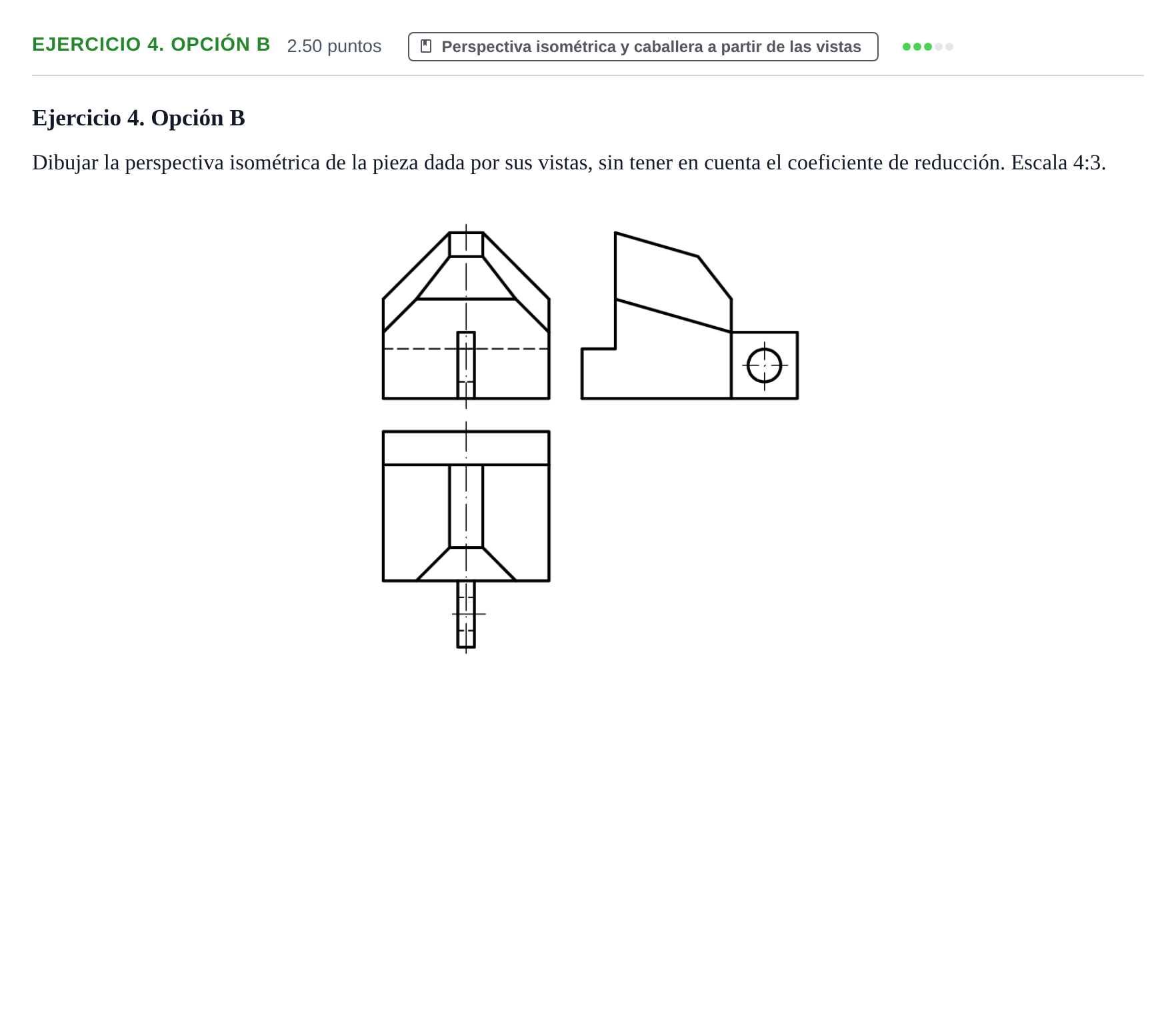 Enunciado: Ejercicio 4. Opción B · Dibujo técnico II PAU Asturias Ordinaria 2026
