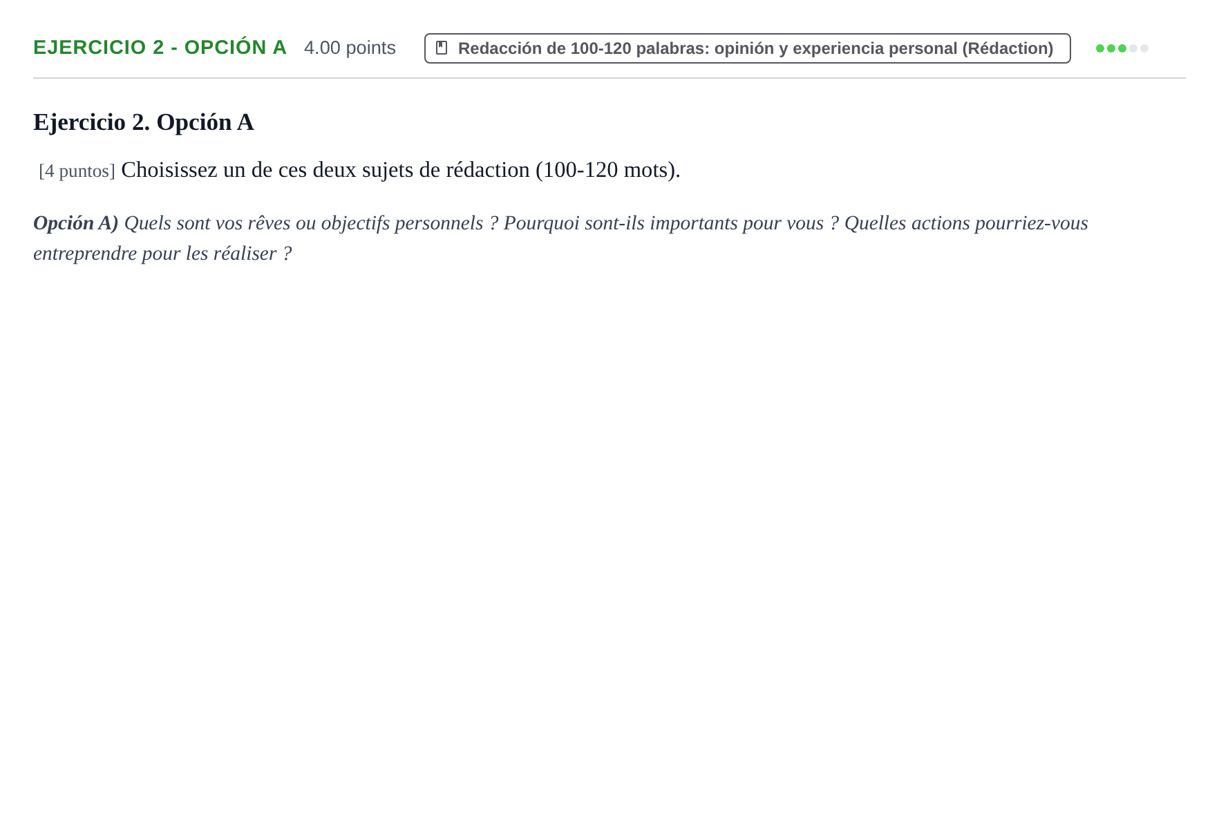 Enunciado: Ejercicio 2 - Opción A · Francés PAU Asturias Extraordinaria 2026
