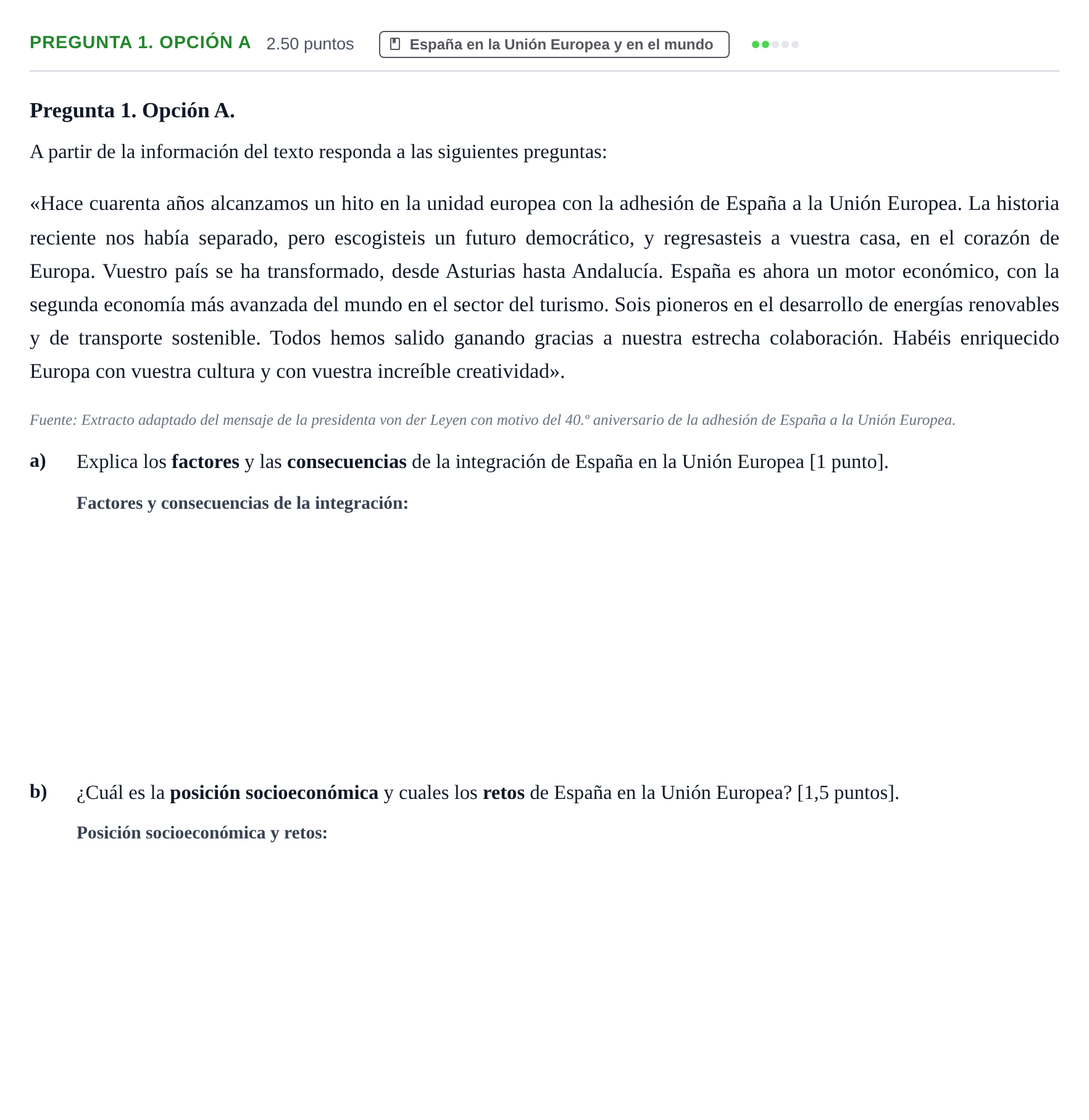Enunciado: Pregunta 1. Opción A · Geografía PAU Asturias Extraordinaria 2026