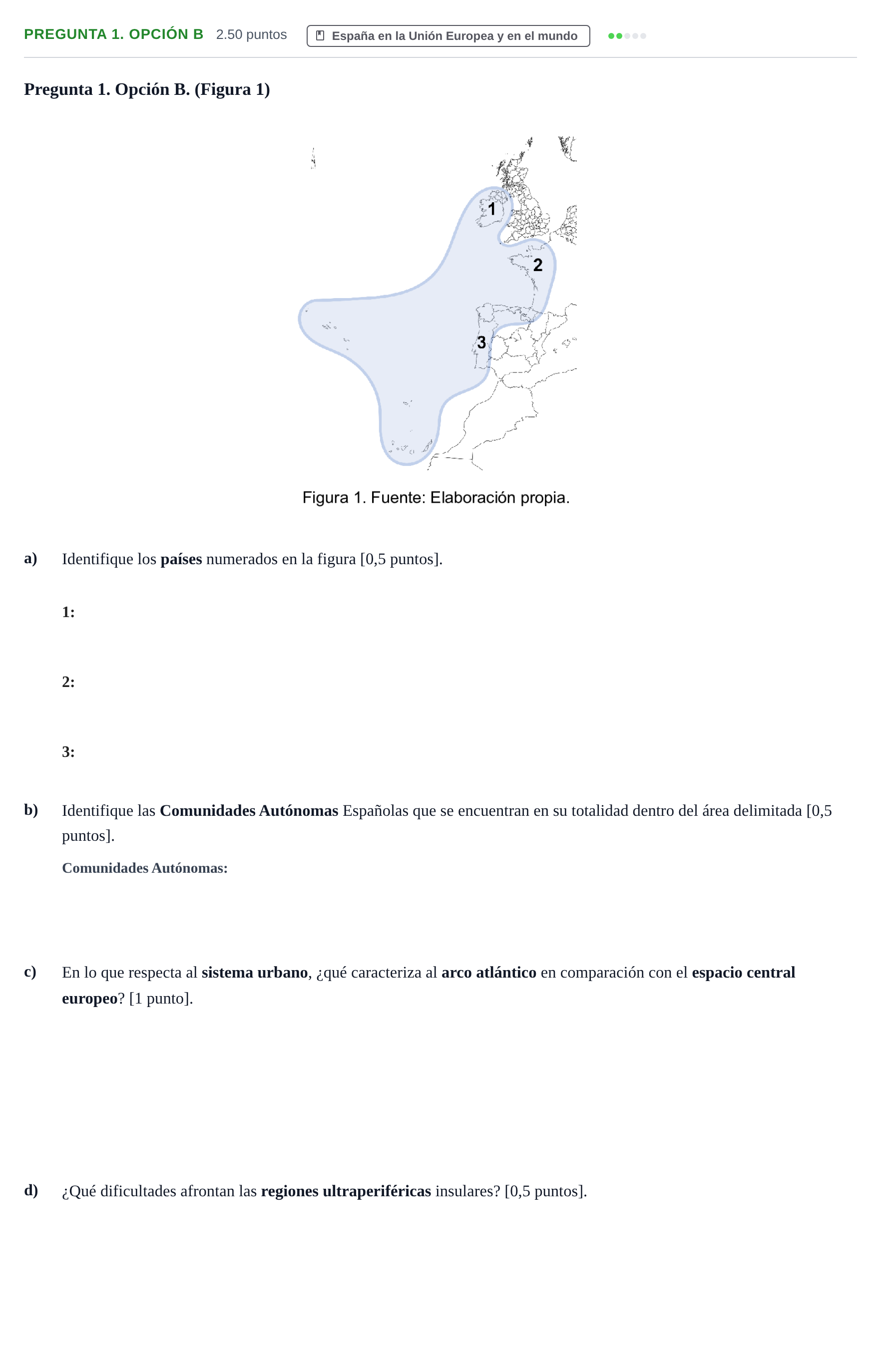 Enunciado: Pregunta 1. Opción B · Geografía PAU Asturias Extraordinaria 2026