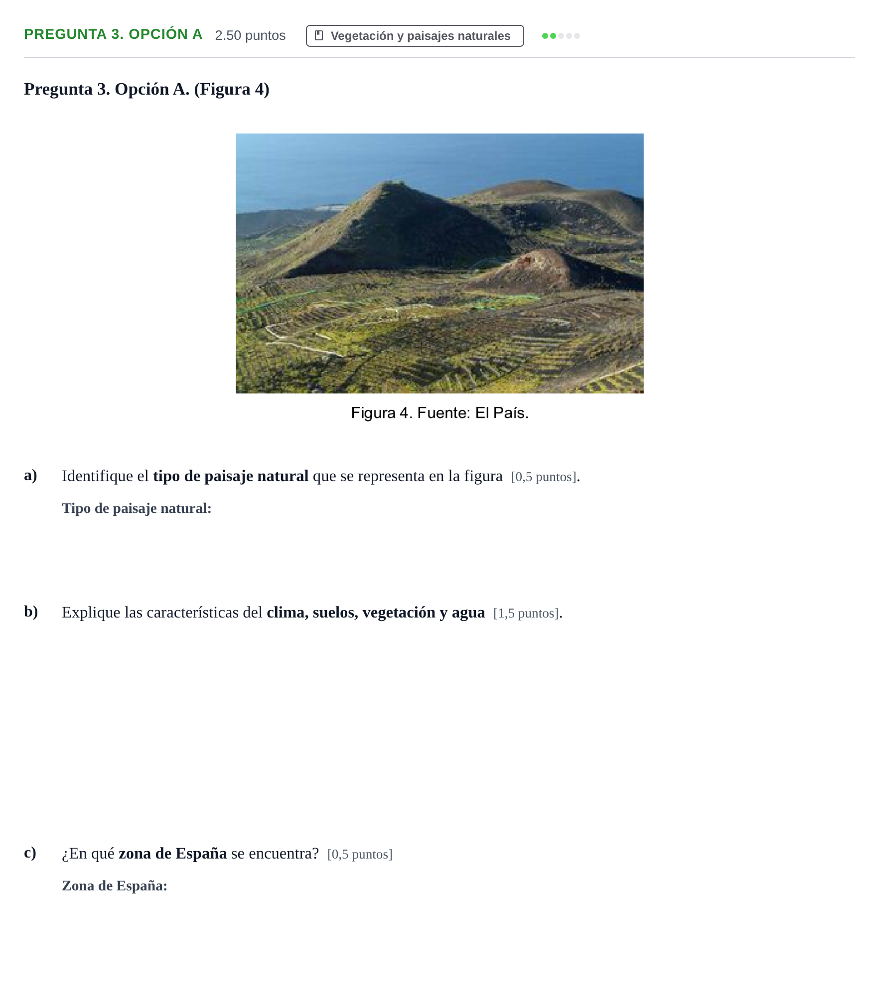 Enunciado: Pregunta 3. Opción A · Geografía PAU Asturias Extraordinaria 2026