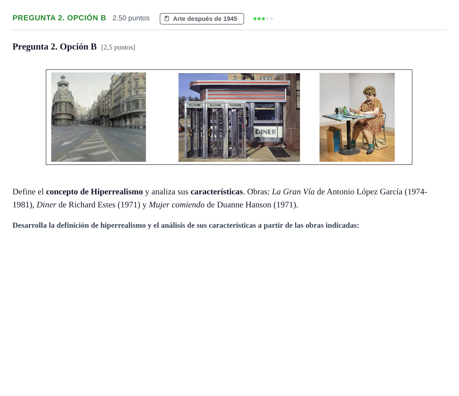 Enunciado: Pregunta 2. Opción B · Fundamentos Artísticos PAU Asturias Extraordinaria 2026