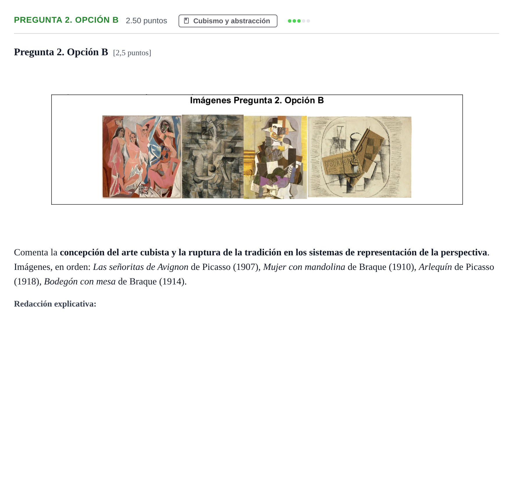 Enunciado: Pregunta 2. Opción B · Fundamentos Artísticos PAU Asturias Ordinaria 2026
