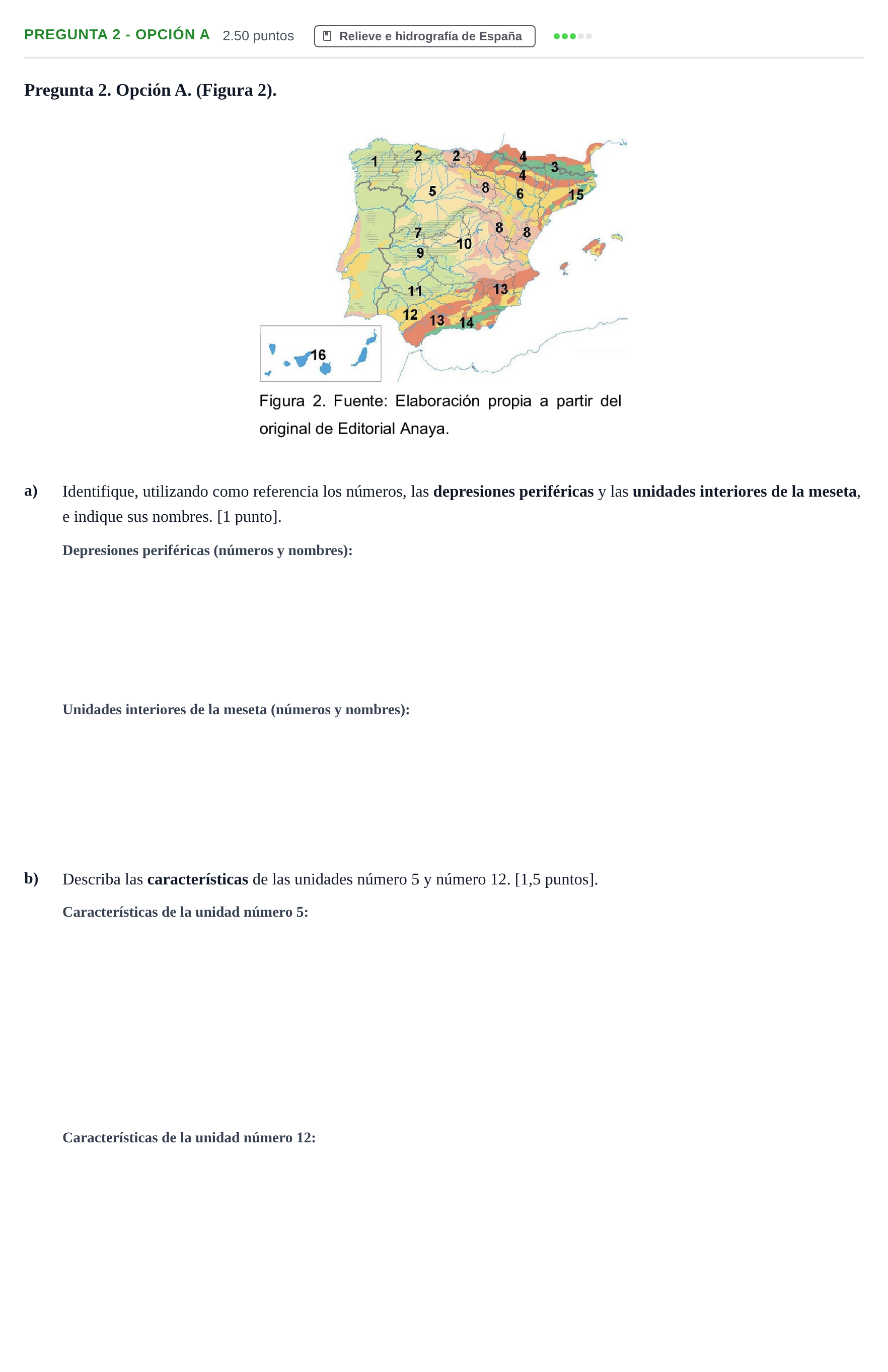 Enunciado: Pregunta 2 - Opción A · Geografía PAU Asturias Ordinaria 2026