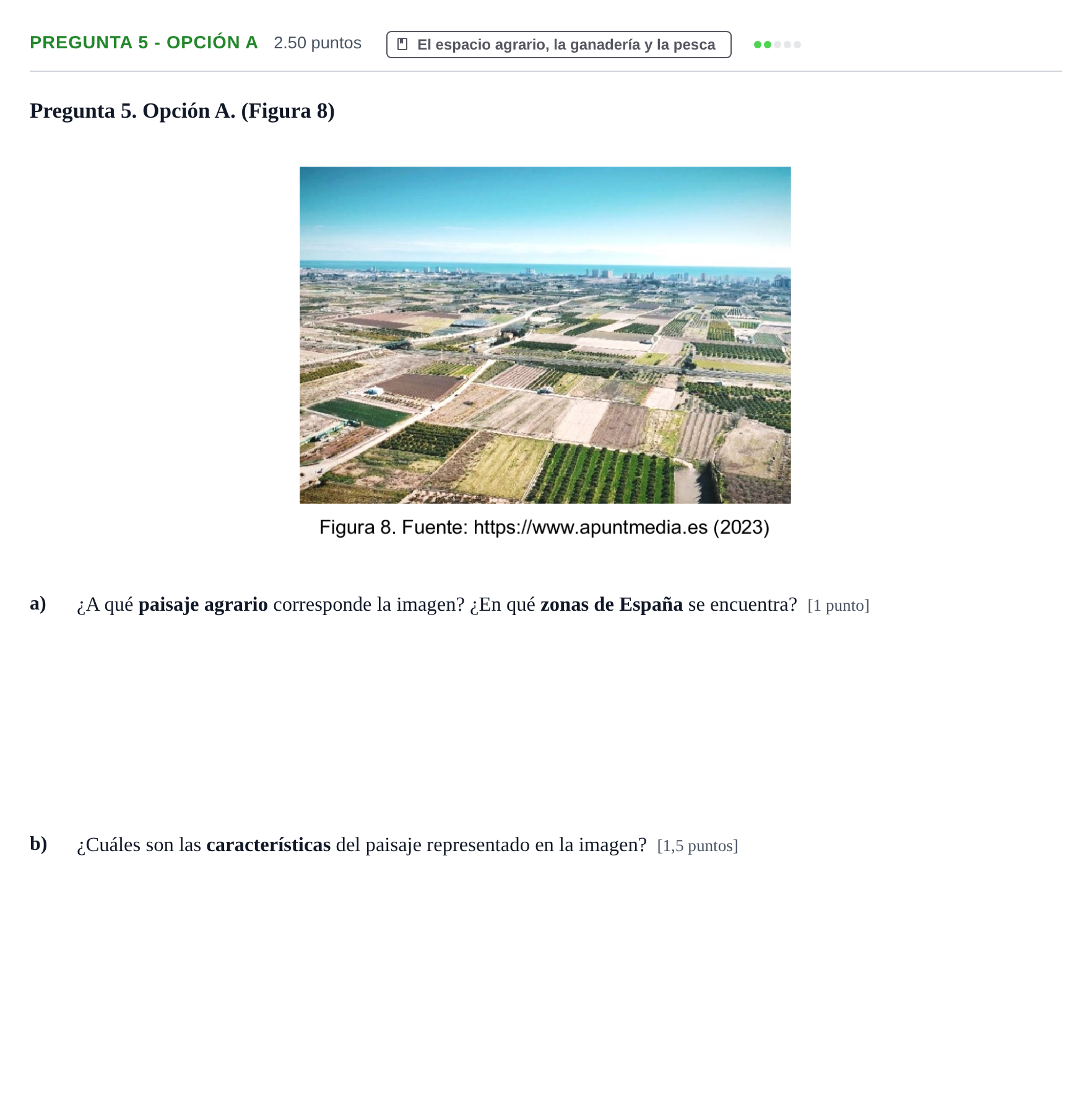 Enunciado: Pregunta 5 - Opción A · Geografía PAU Asturias Ordinaria 2026