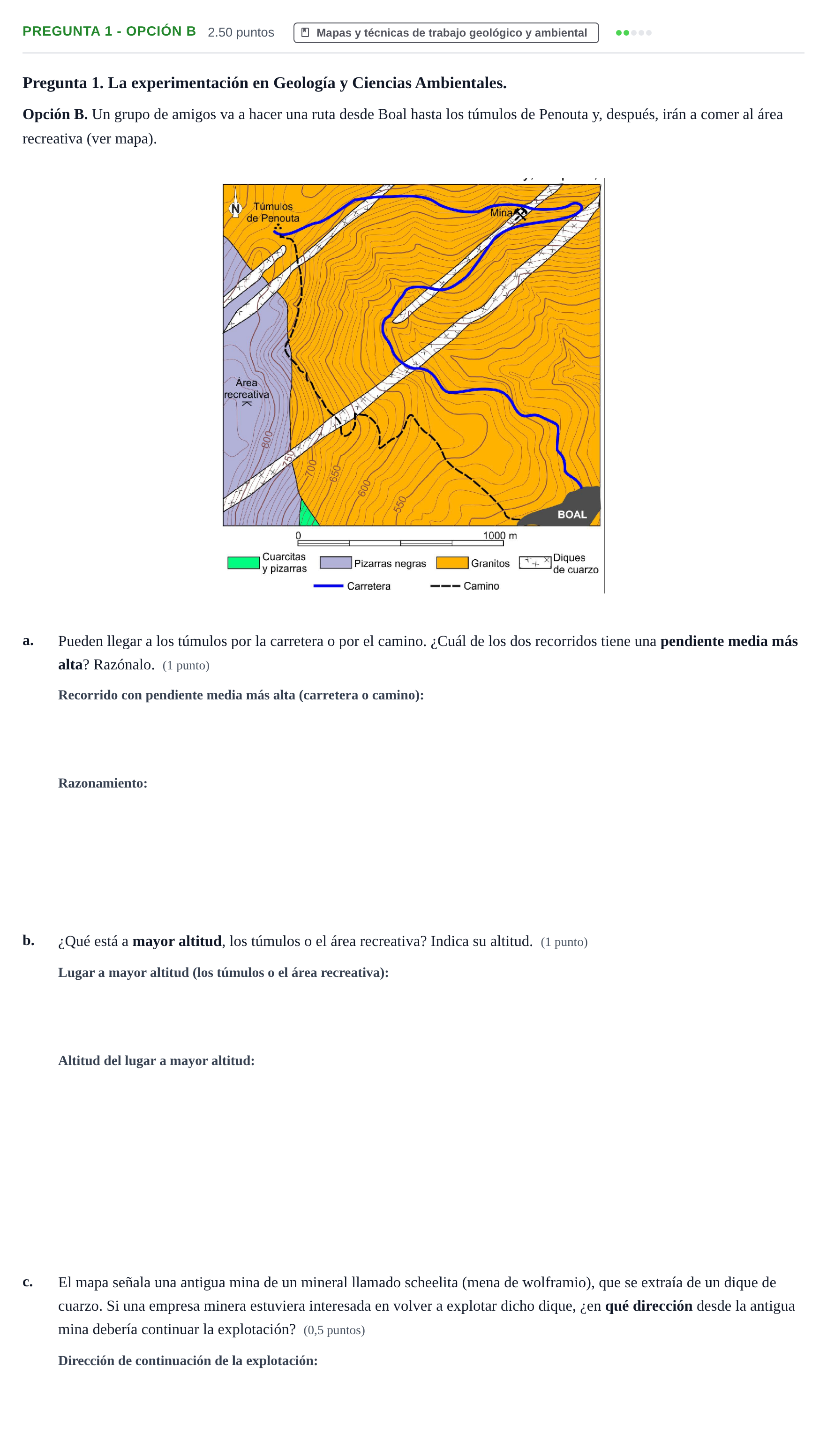 Enunciado: Pregunta 1 - Opción B · Geología y Ciencias Ambientales PAU Asturias Ordinaria 2026
