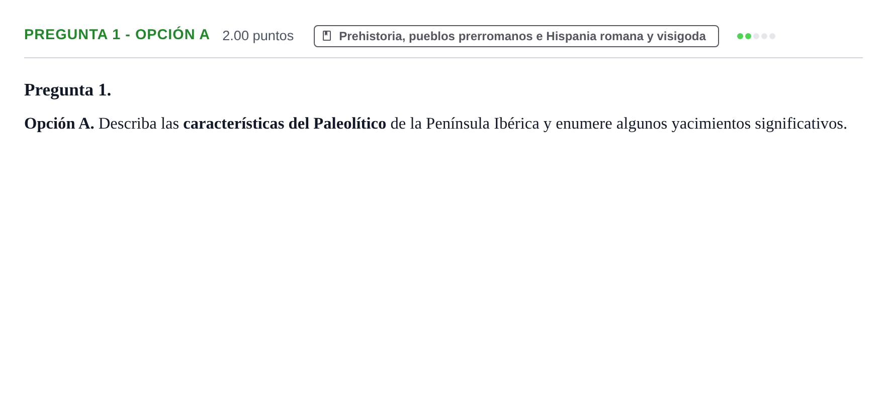 Enunciado: Pregunta 1 - Opción A · Historia de España PAU Asturias Extraordinaria 2026