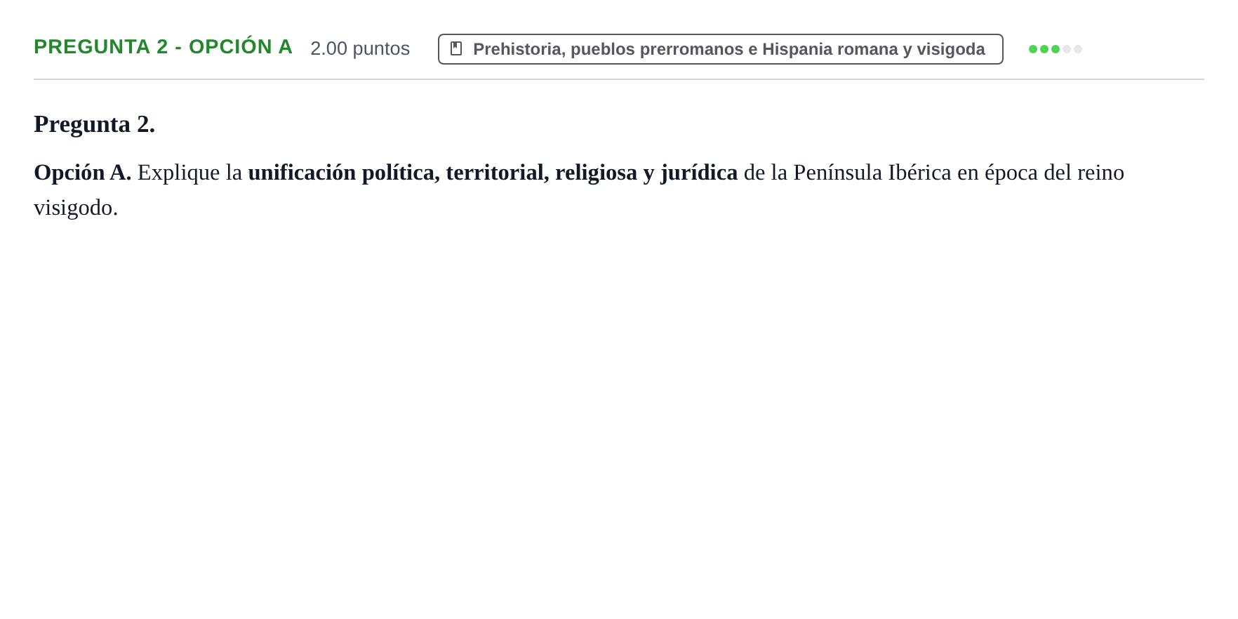 Enunciado: Pregunta 2 - Opción A · Historia de España PAU Asturias Extraordinaria 2026