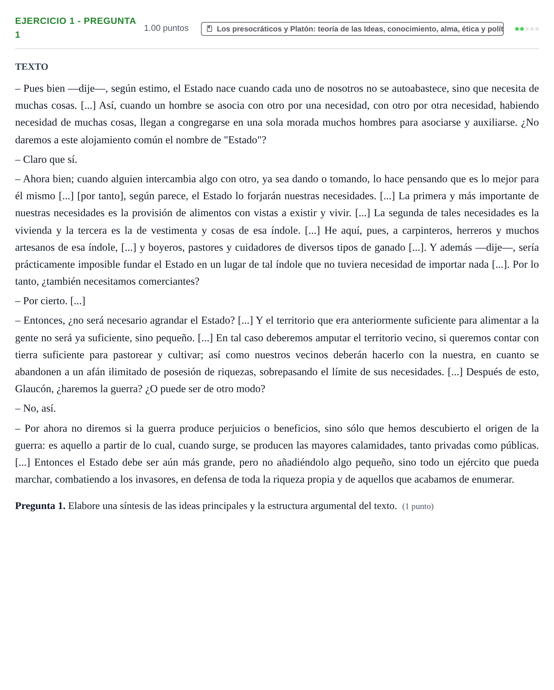 Enunciado: Ejercicio 1 - Pregunta 1 · Historia de la Filosofía PAU Asturias Extraordinaria 2026