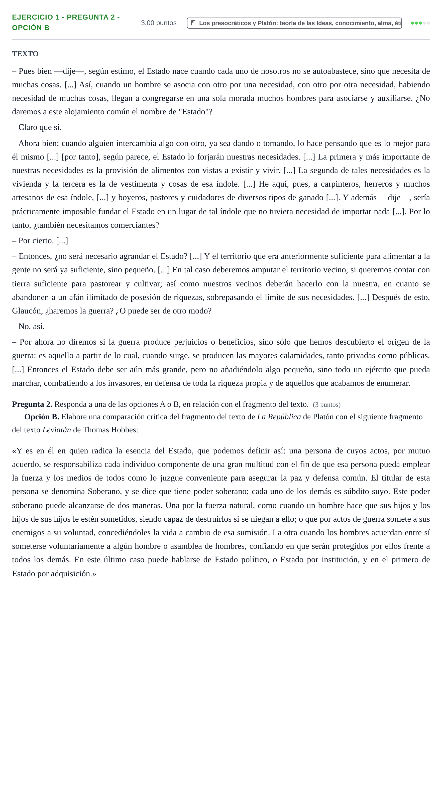 Enunciado: Ejercicio 1 - Pregunta 2 - Opción B · Historia de la Filosofía PAU Asturias Extraordinaria 2026