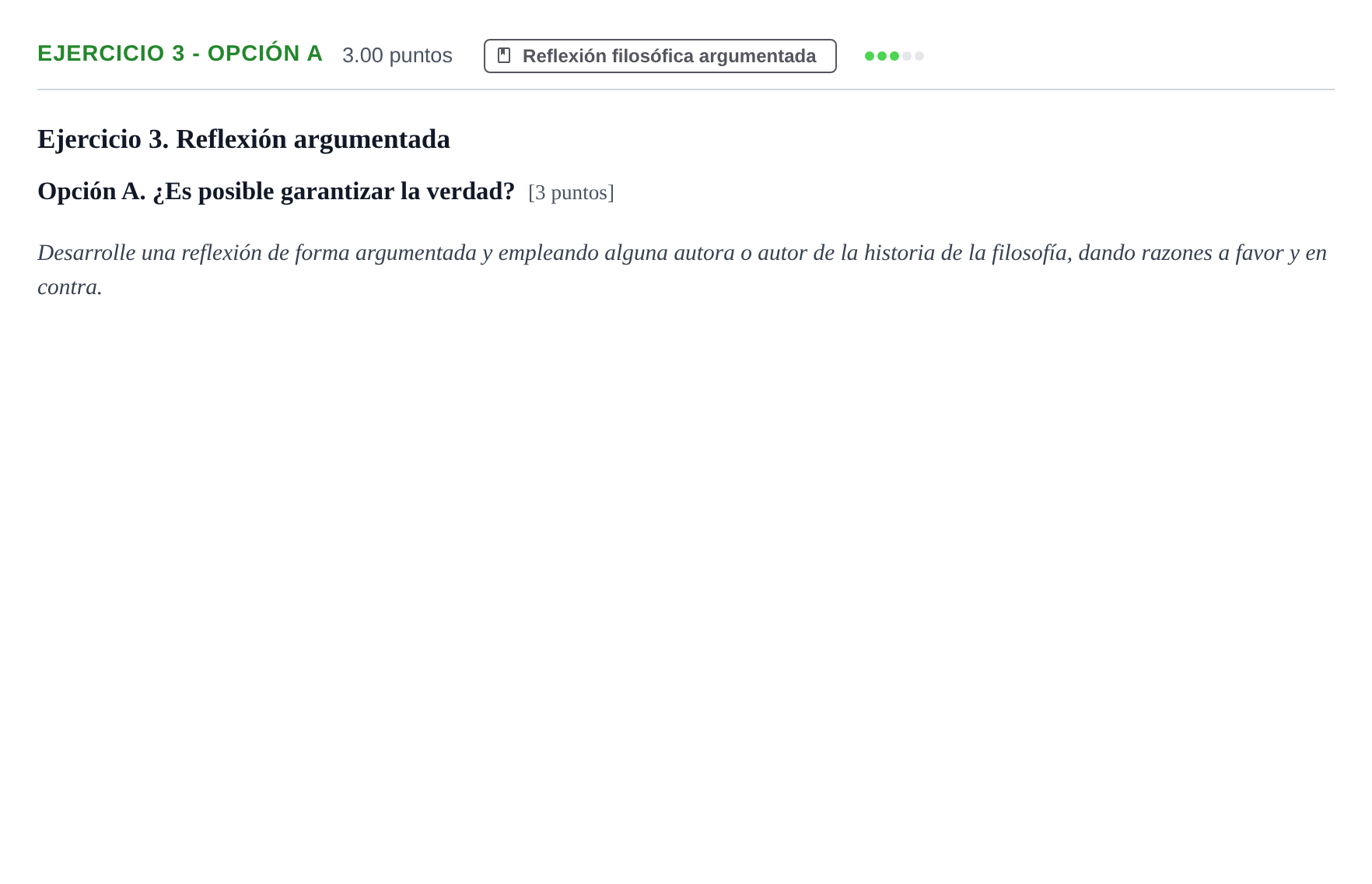 Enunciado: Ejercicio 3 - Opción A · Historia de la Filosofía PAU Asturias Extraordinaria 2026