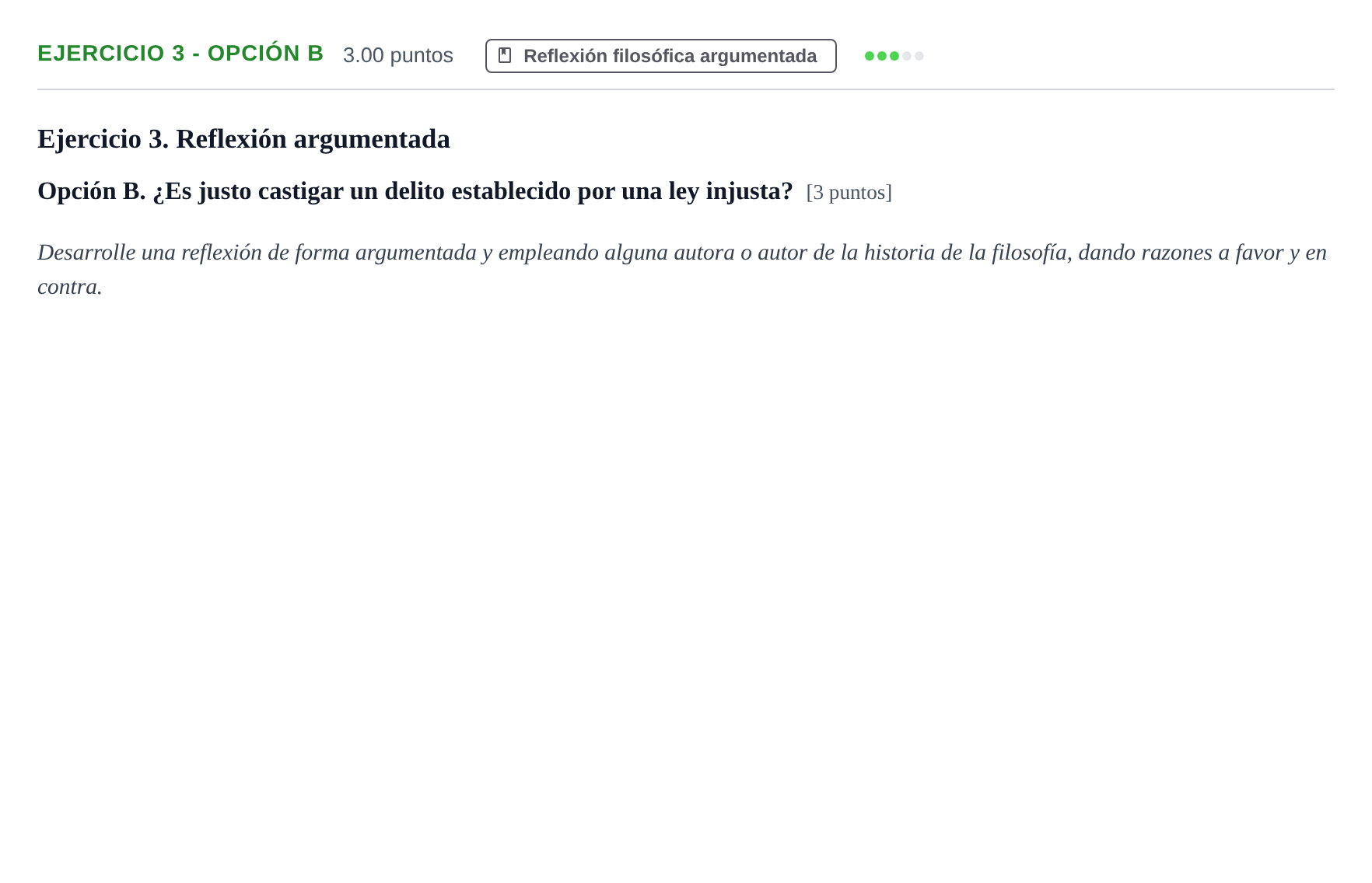 Enunciado: Ejercicio 3 - Opción B · Historia de la Filosofía PAU Asturias Extraordinaria 2026