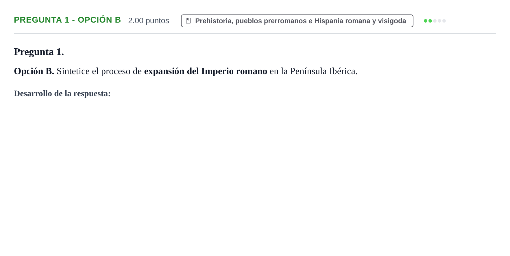 Enunciado: Pregunta 1 - Opción B · Historia de España PAU Asturias Ordinaria 2026