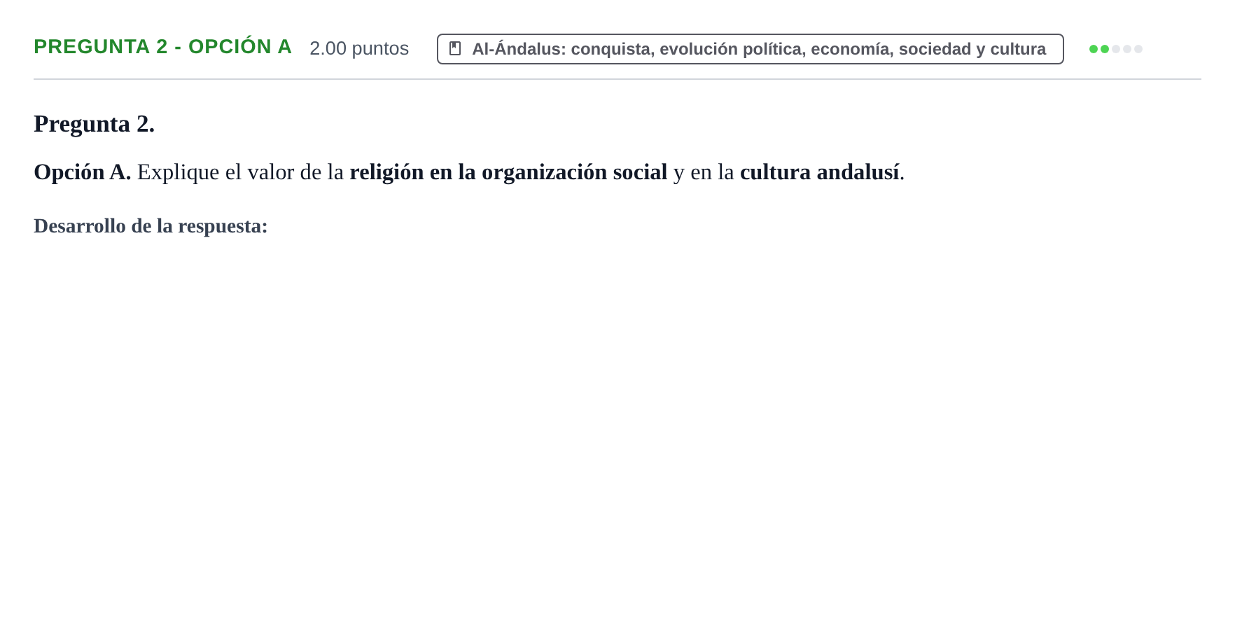 Enunciado: Pregunta 2 - Opción A · Historia de España PAU Asturias Ordinaria 2026
