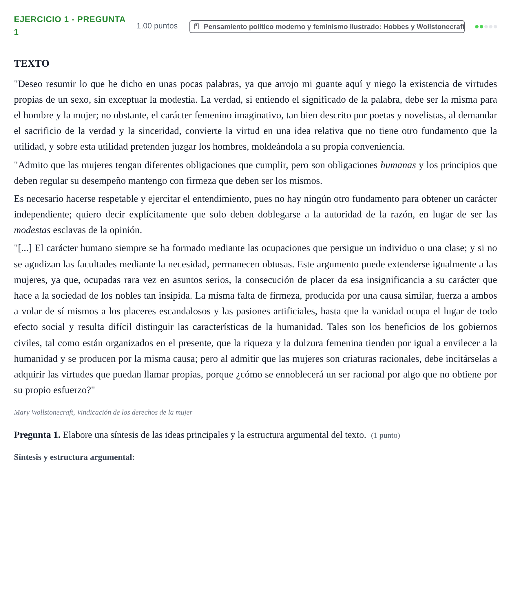 Enunciado: Ejercicio 1 - Pregunta 1 · Historia de la Filosofía PAU Asturias Ordinaria 2026