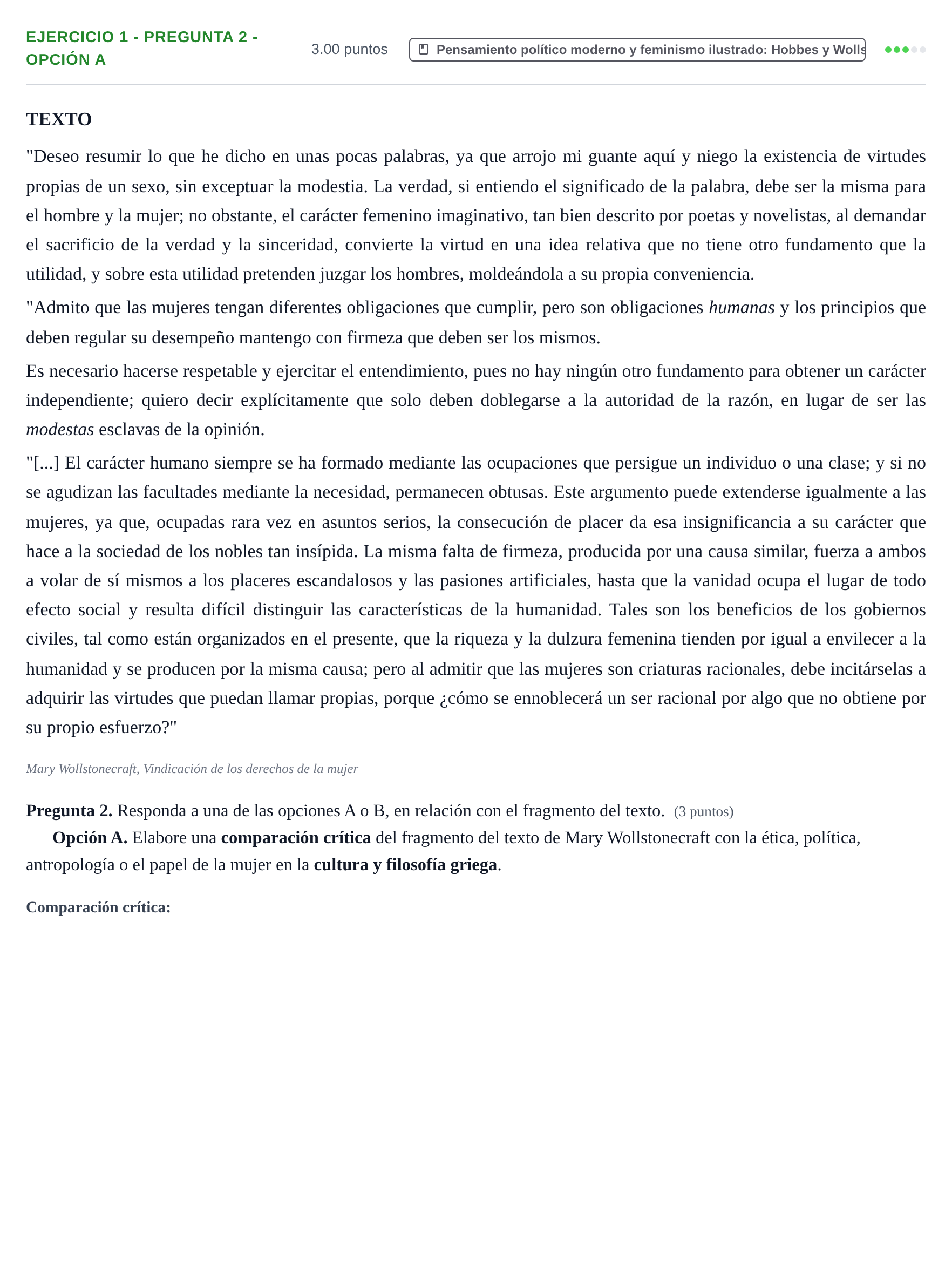Enunciado: Ejercicio 1 - Pregunta 2 - Opción A · Historia de la Filosofía PAU Asturias Ordinaria 2026