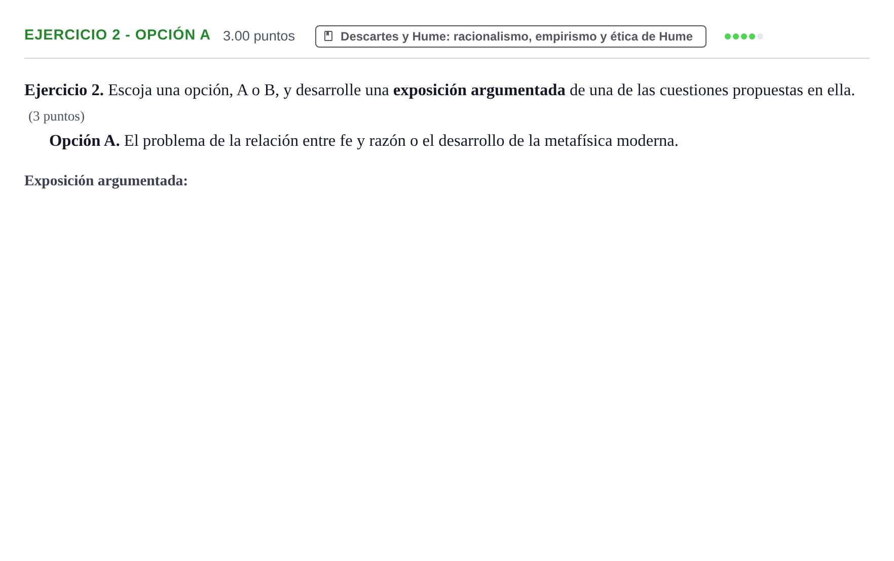 Enunciado: Ejercicio 2 - Opción A · Historia de la Filosofía PAU Asturias Ordinaria 2026